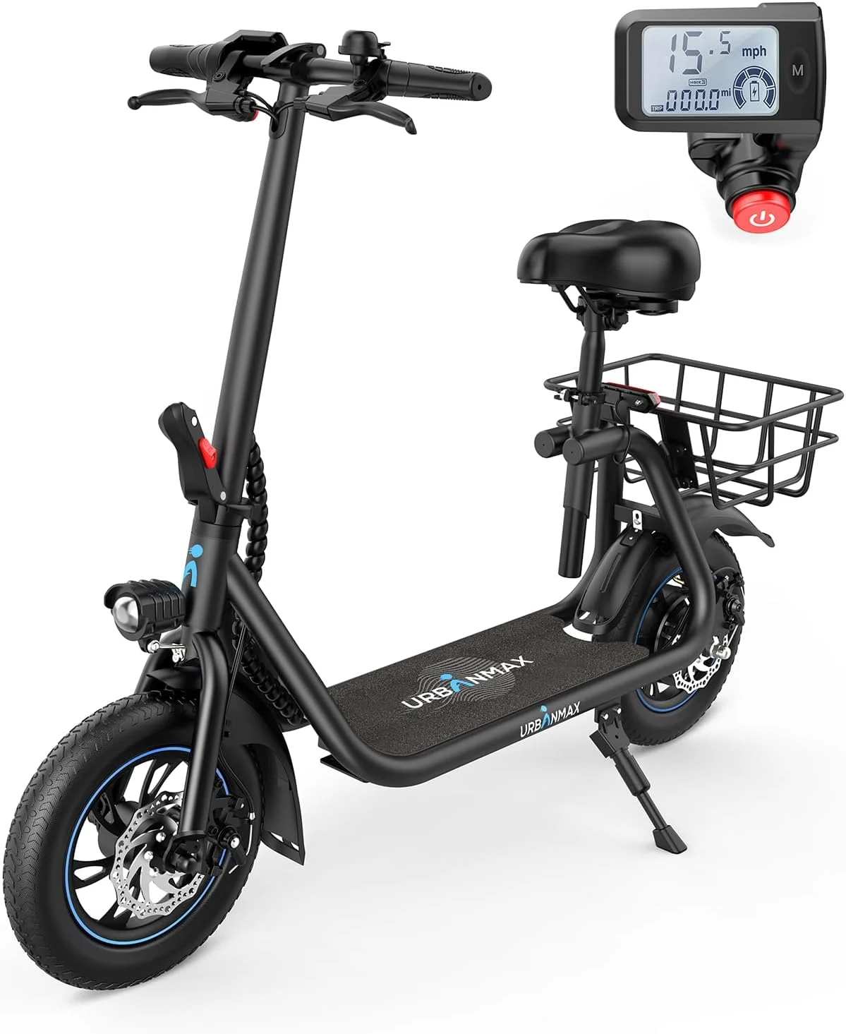 C1/C1 Pro Electric Scooter with Seat, 450W Powerful Motor up to 22/25 Miles Range, Foldable Electric Scooter for Adults Max Speed 15.5/18.6 Mph