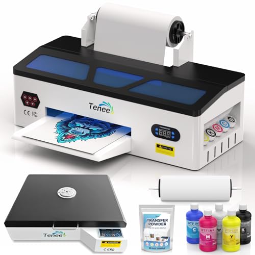 A3 DTF Printer with Roll Feeder - High Transfer Rate Transfer Printer for Faster DTF Printing on Dark and Light Fabrics. Includes Software, Powder