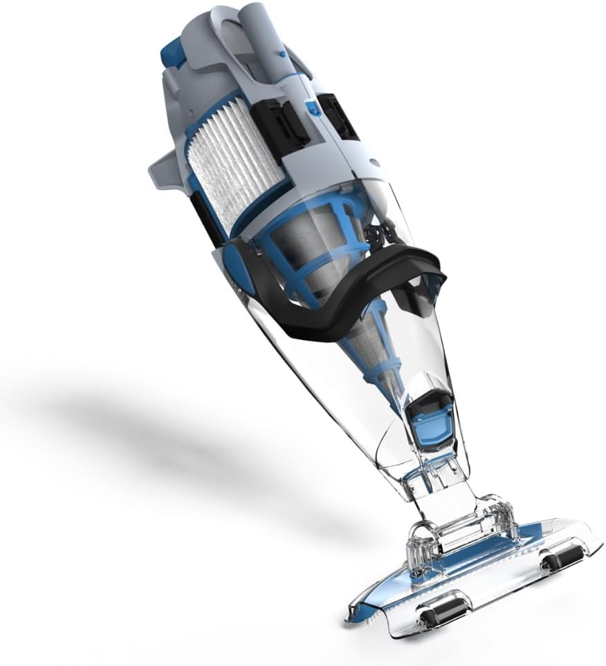 KOKIDO Rechargeable Heavy-Duty Pool Vacuum,6X Suction,Powerful Dual Filtering-Standard and Fine, Commercial Power Whole Pool Fast Cleaning