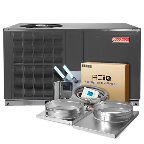 Goodman 13.4 SEER2 4 Ton Air Conditioner Packaged Unit System with Additional Kit and Auxiliary Heat Kit of Choice | Horizontal Configuration