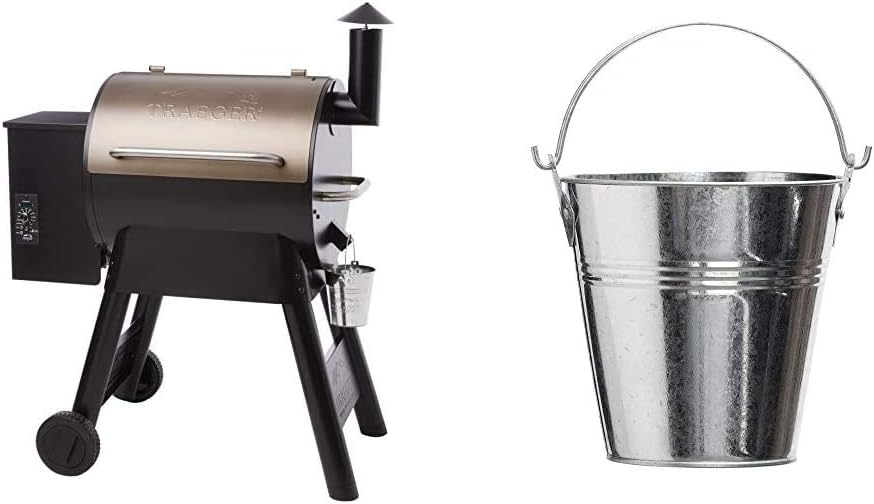 Traeger Grills Pro Series 22 Pellet Grill & Smoker | Bronze, Gen I, 572 Sq. In. Capacity | TFB57PZBO model & HDW152 Grease Bucket for Wood Pellet BBQ