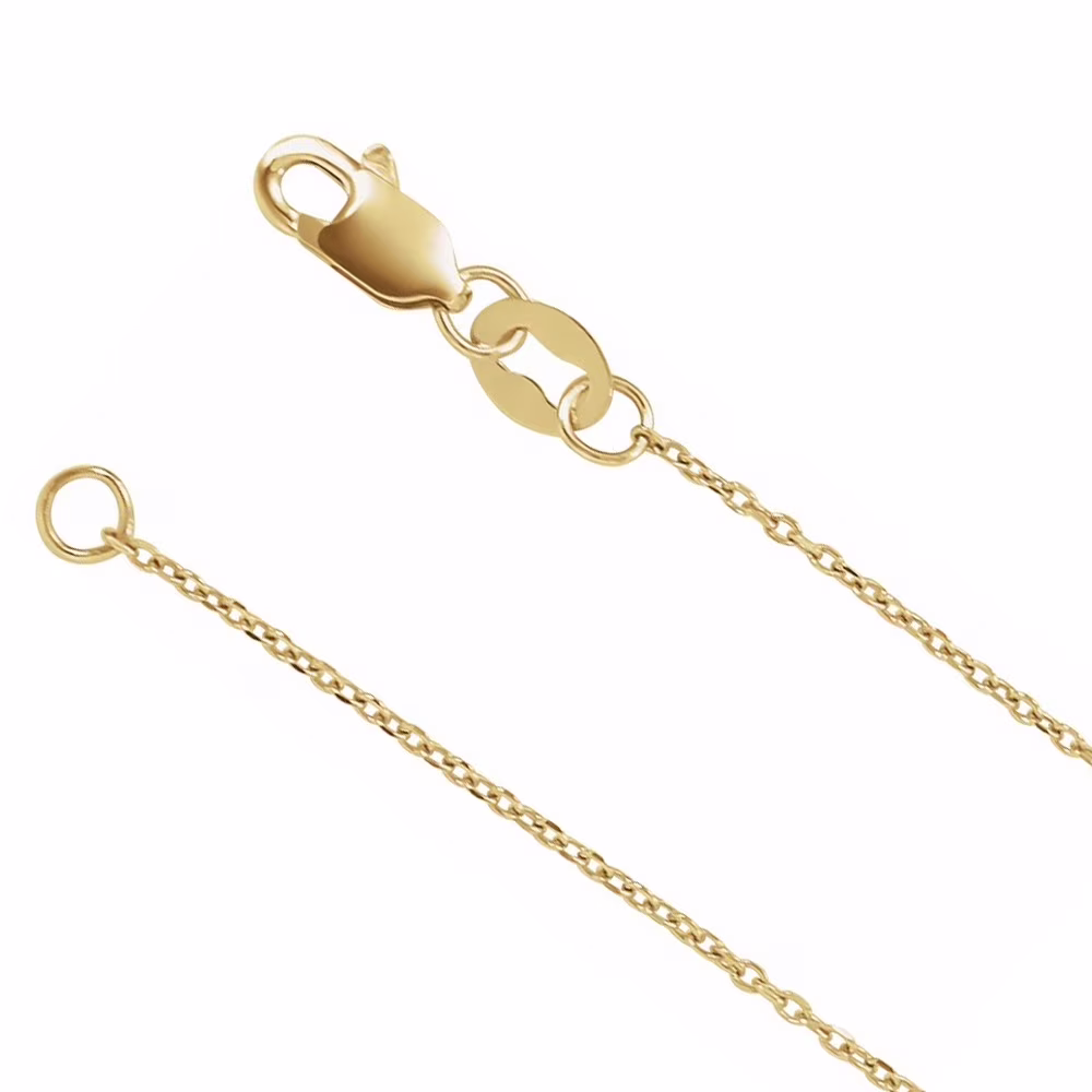 The Black Bow 1mm 18K Yellow Gold Diamond-Cut Solid Cable Chain Necklace, 20 Inch