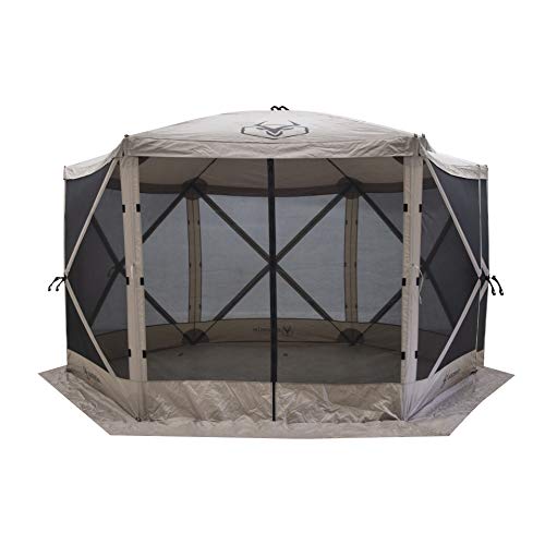 Gazelle Tents&trade;, G6 6-Sided Portable Gazebo, Easy Pop-Up Hub Screen Tent, Waterproof, UV Resistant, 8-Person & Table, Desert Sand