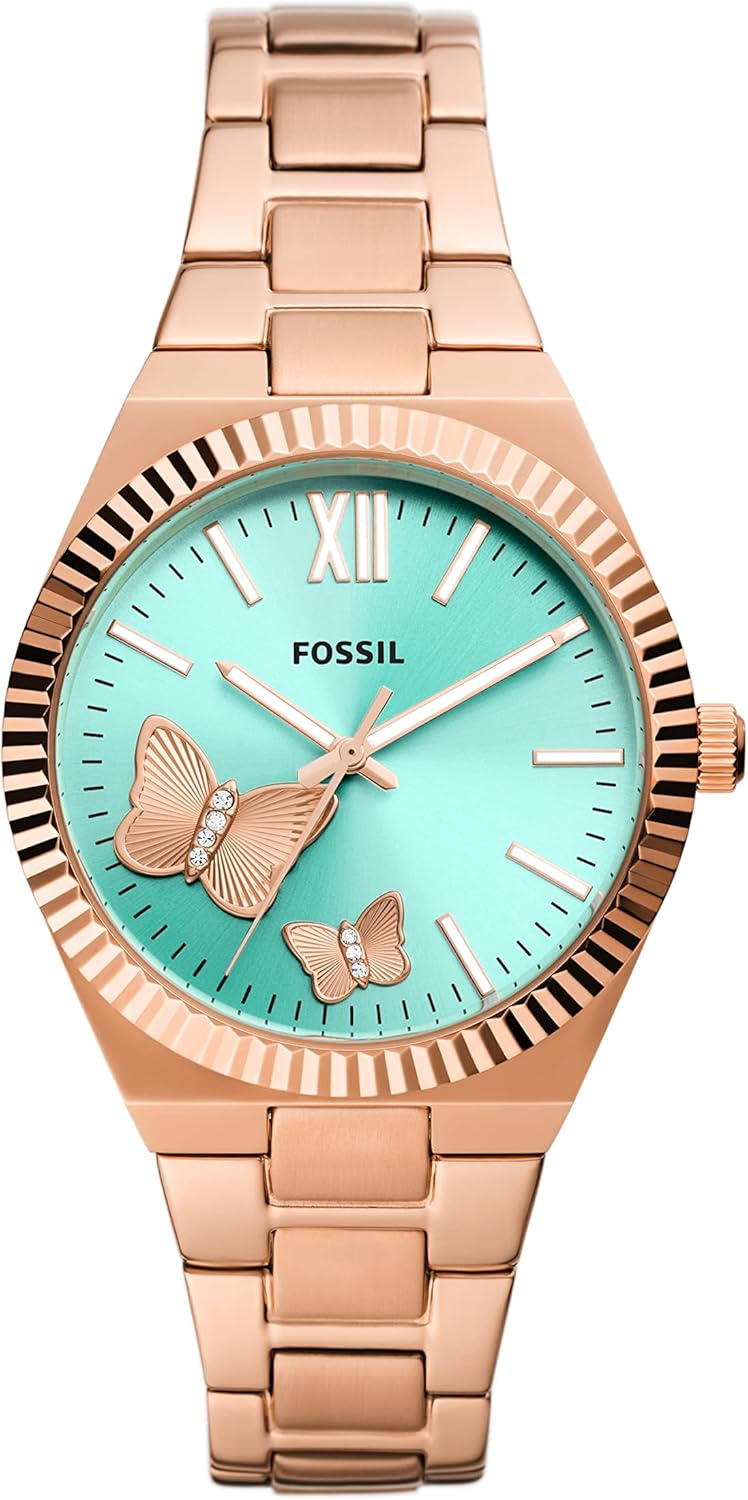 Fossil Women's Scarlette Quartz Stainless Steel Three-Hand Watch, Color: Rose Gold (Model: ES5277)