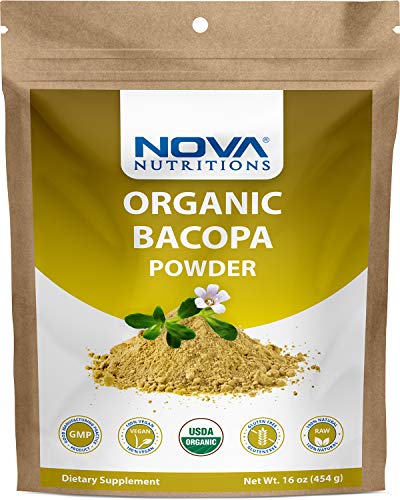 Nova Nutritions Certified Organic Bacopa Powder 16 OZ (454 gm) - Also Called Bacopa Monnieri (Leaf) - Kansas Nuitrition - HNZSDS