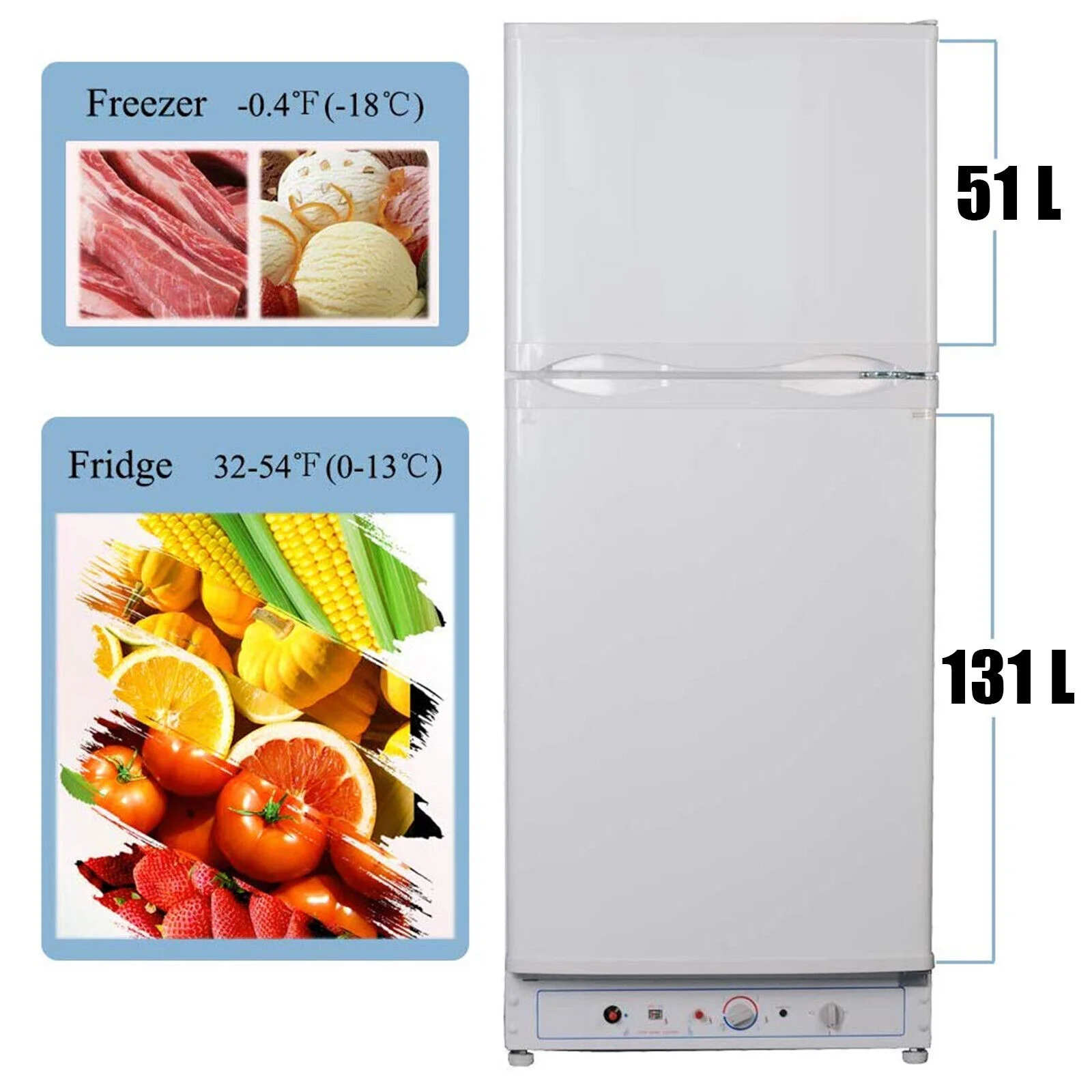 Smad Propane Gas Refrigerator with Freezer 6.5 Cu ft LPG Fridge for Cabin Camper RV Home 2 Way LPG/220V Refrigerator Gas Fridge Freezer Caravan