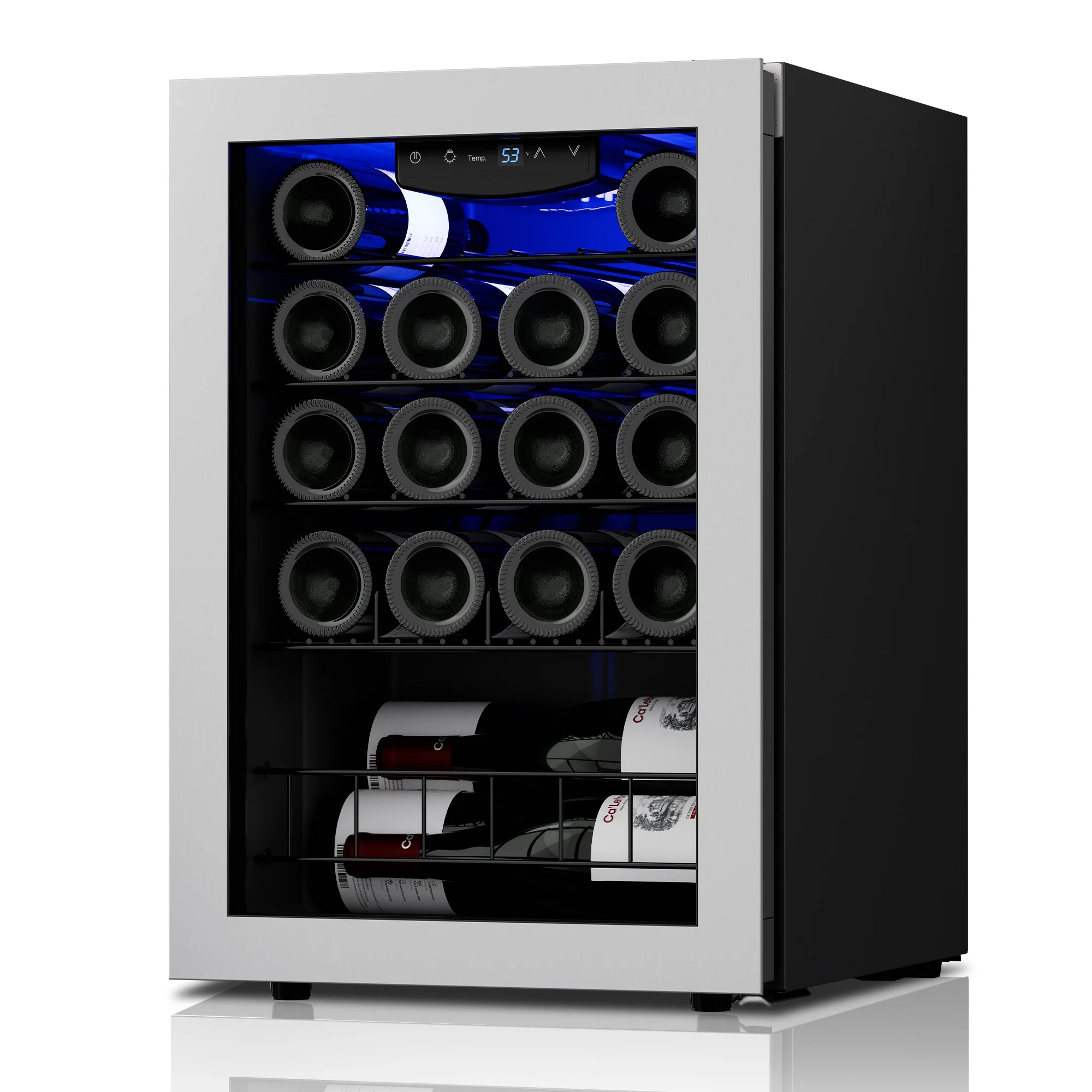 Ca'Lefort Wine Refrigerator Cooler，20 Bottle Mini Wine Fridge Freestanding Wine Cellar with Glass Door