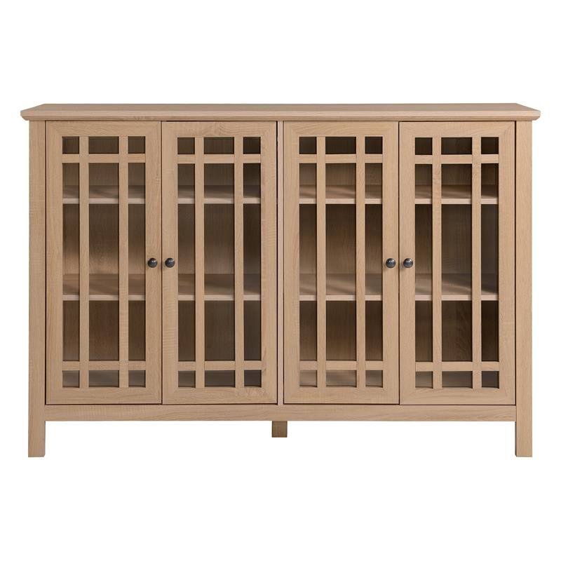 Legacy Home 58.38x22 Transitional Wood 4 Door Accent Cabinet in Light Oak - STG-C1910163-CYM