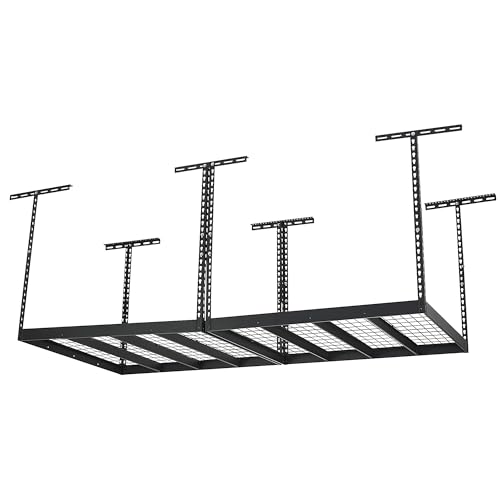 Klutch Gladiator Overhead Garage Storage Rack &mdash; Adjustable Height, 96in.L x 48in.D x 23&ndash;37in.H