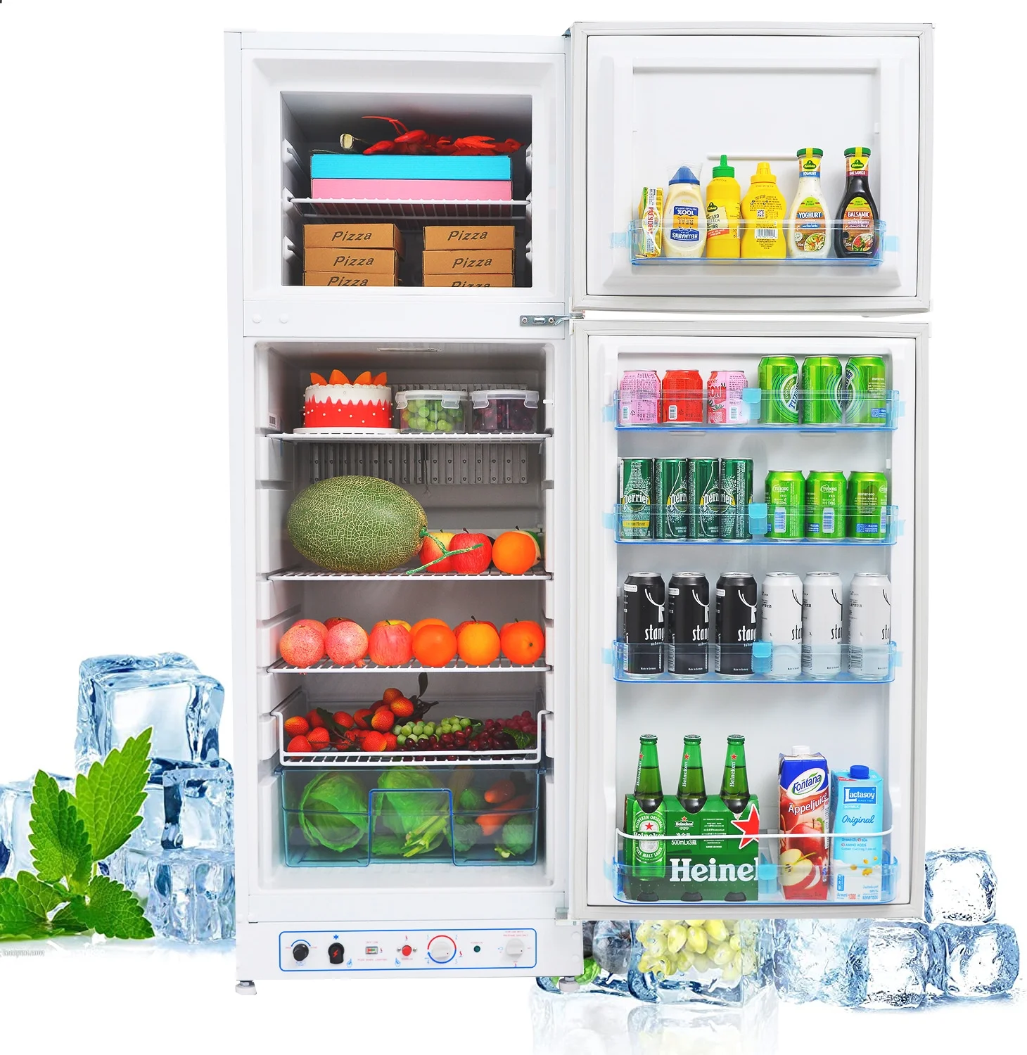 Smad Propane Refrigerator 110V/Propane Fridge up Freezer 9.3 Cu ft Large Capacity off Grid