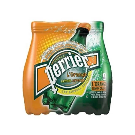 Perrier L'Orange Sparkling Natural Mineral Water (Lemon Orange) - 16.9 oz 6pk bottles (Pack of 3)