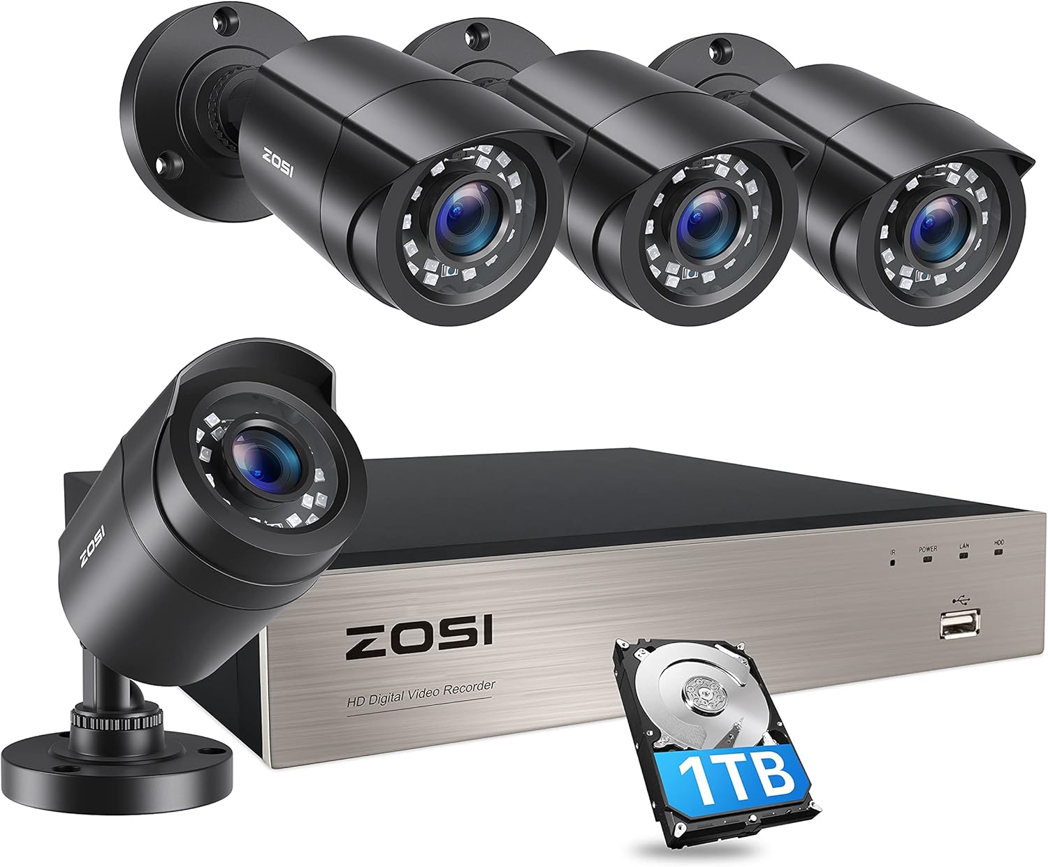 ZOSI 8CH 1080P Home Security Cameras System with 1TB Hard Drive