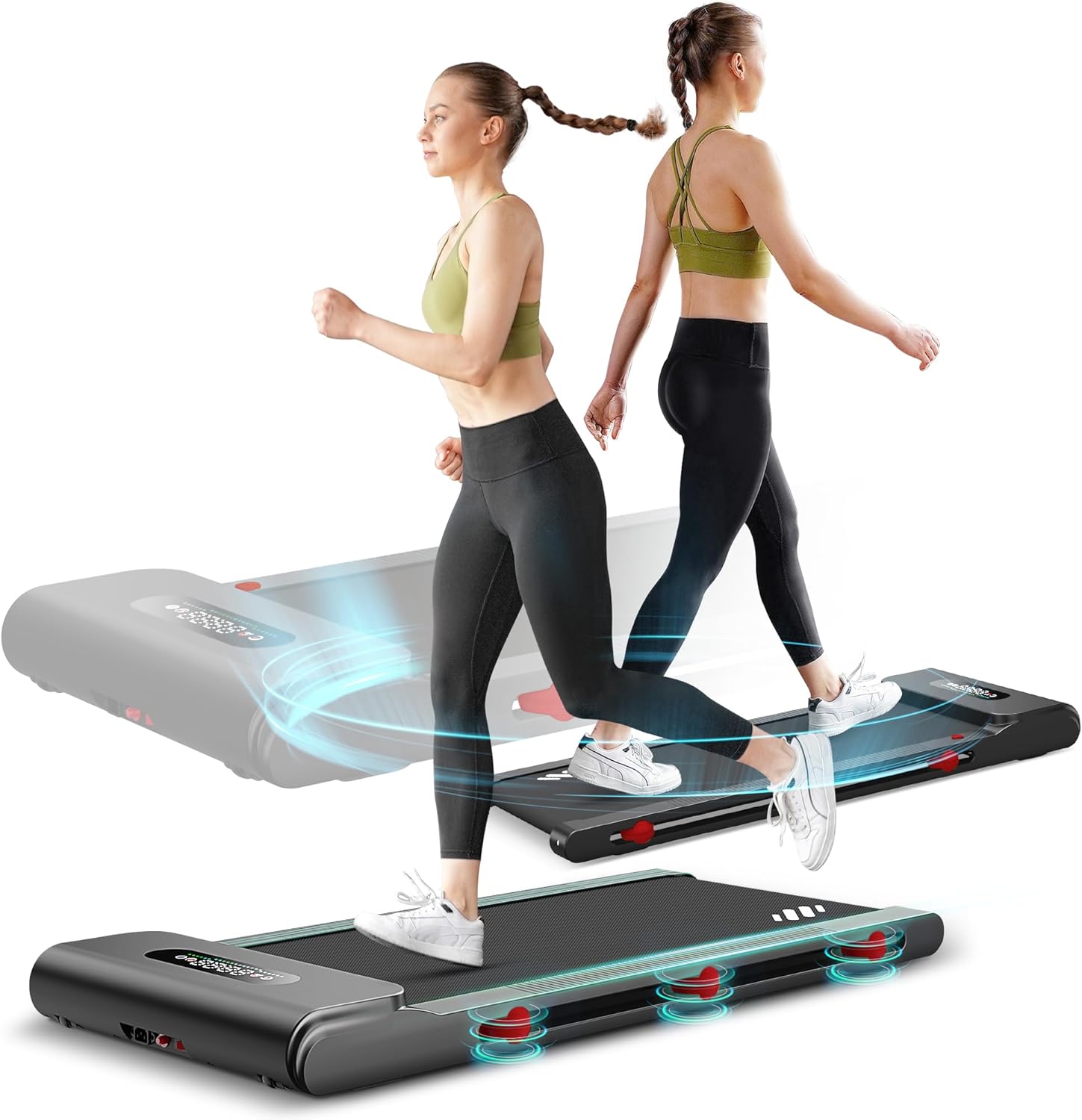 Walking Pad Treadmill Under Desk: SEIKEIN 2 in 1 Walking Pad Treadmills 3.5 HP Quiet Brushless with 270Lbs Capacity for Home Office(Red)