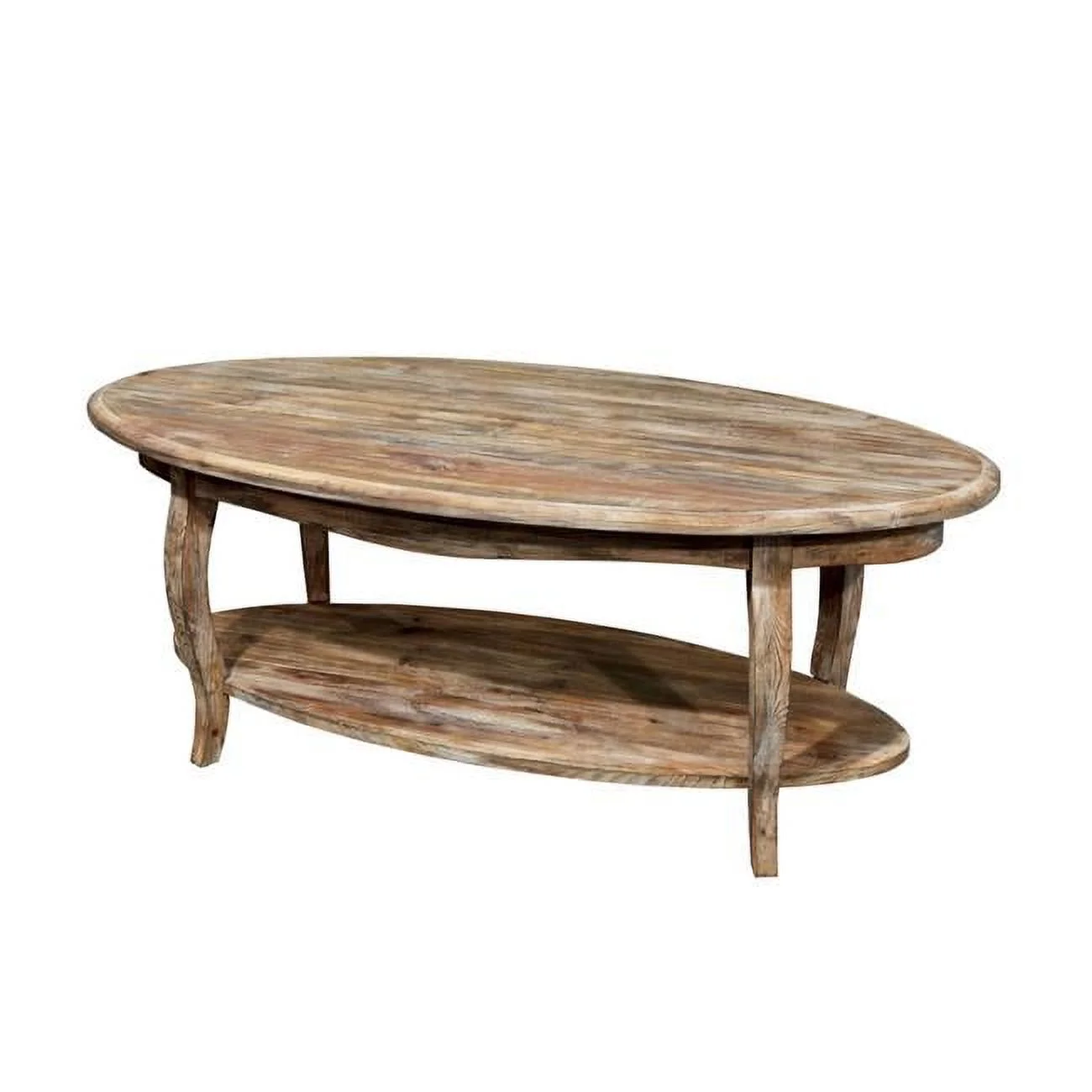 Rustic Reclaimed Oval Coffee Table, Driftwood - Large