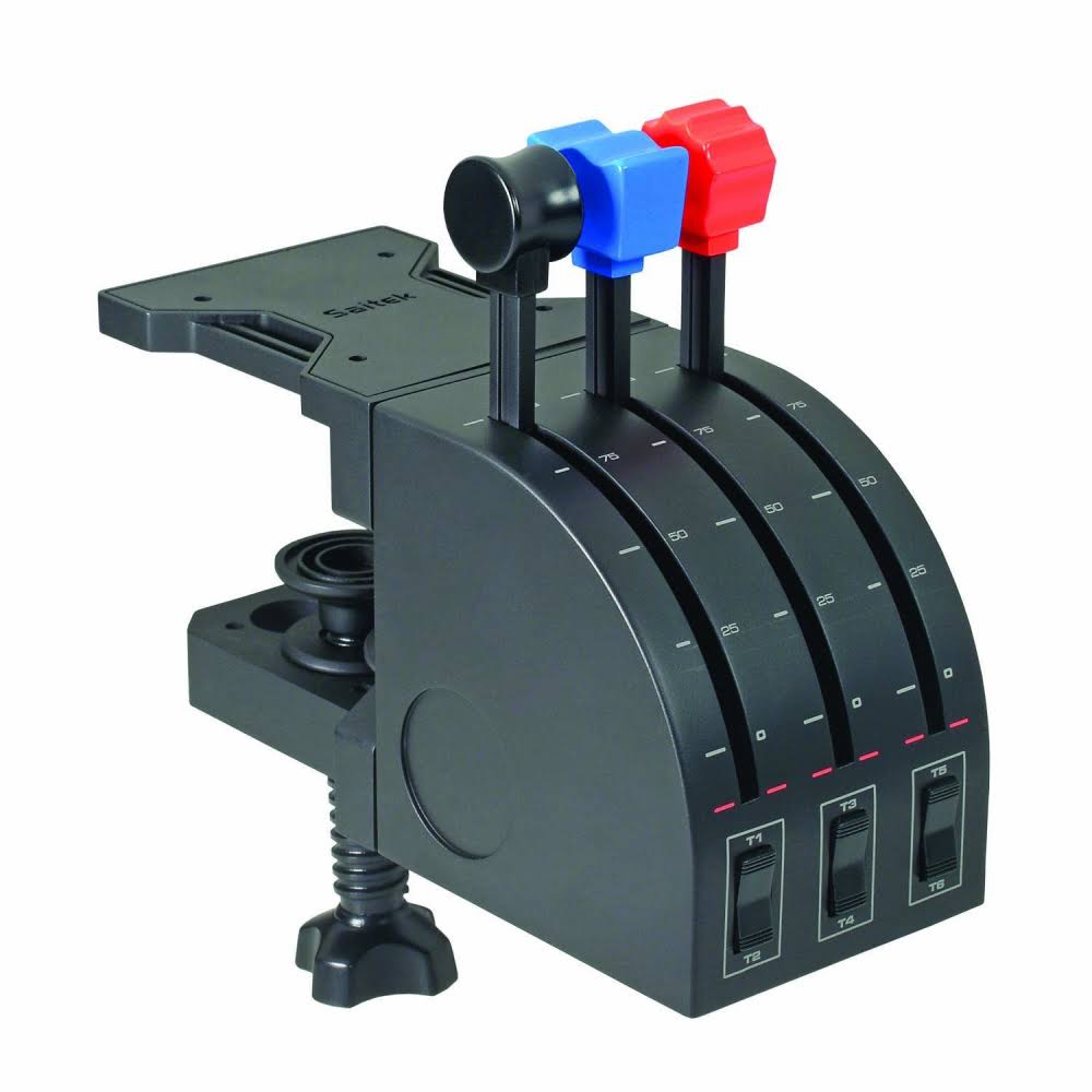 Logitech G Saitek Pro Flight Throttle Quadrant with 5.9FT/1.8M USB Connector Cable + 2 Desk Clamps