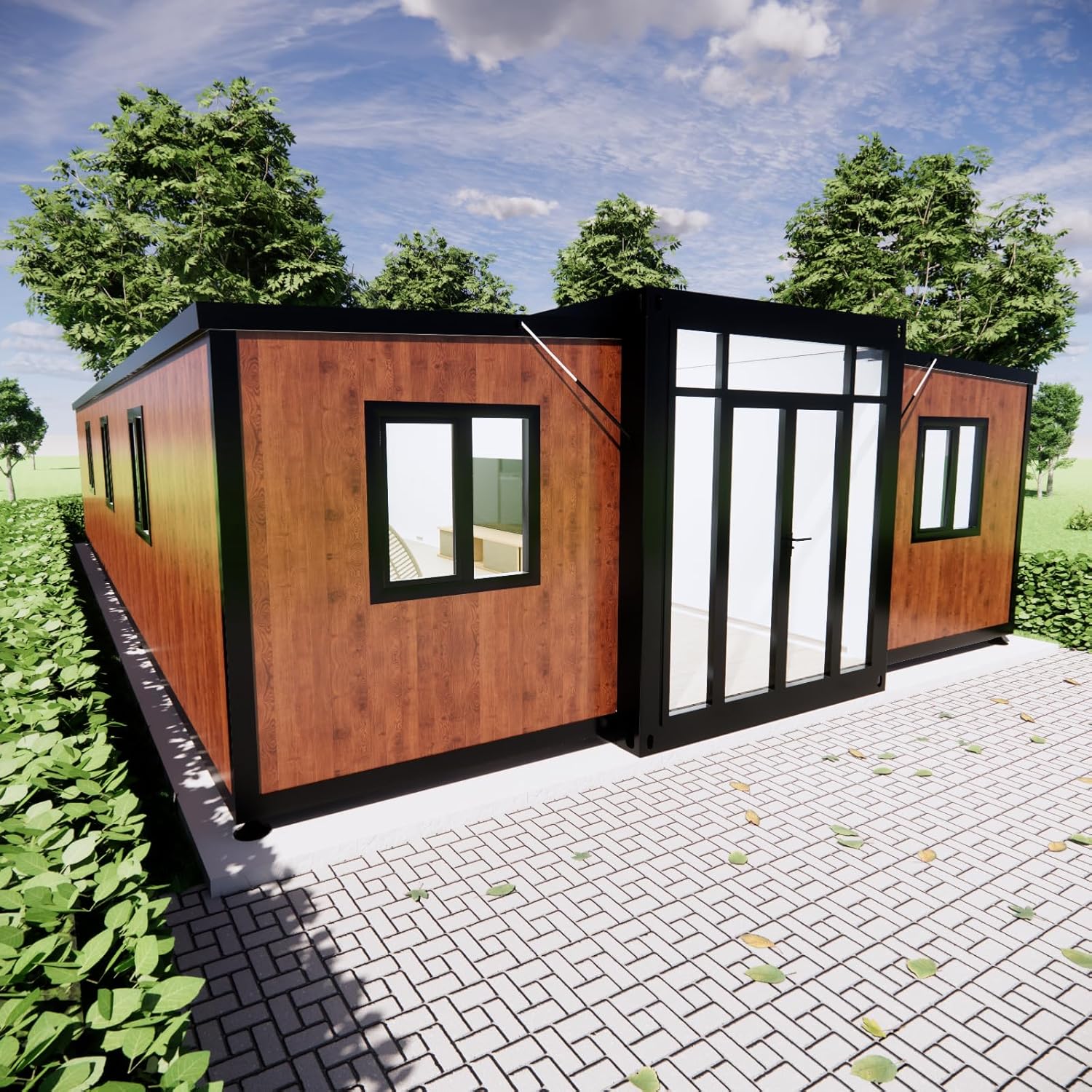 40FT Tiny House to Live in,Portable Prefab House with 3 Bedroom,1 Full Equiped Bathroom and Kitchen,Prefabricated Container House for Adults Living