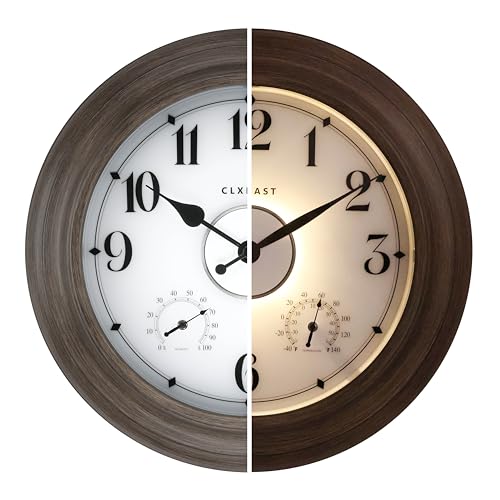 Illuminated Outdoor Indoor Metal Clocks Waterproof 24 inch, Oil Rubbed Bronze Black