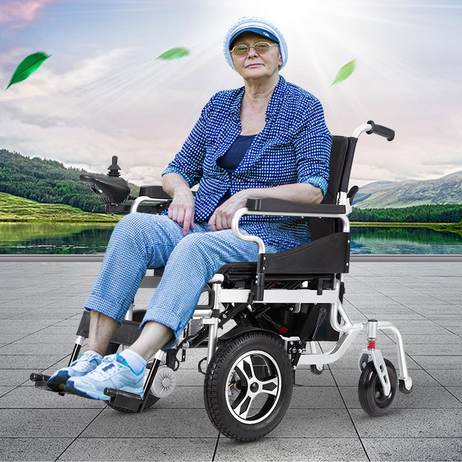 Electric Wheelchair,15 Miles Electric Wheelchairs for Adults,Lightweight Foldable All Terrain Motorized Wheelchair For Seniors