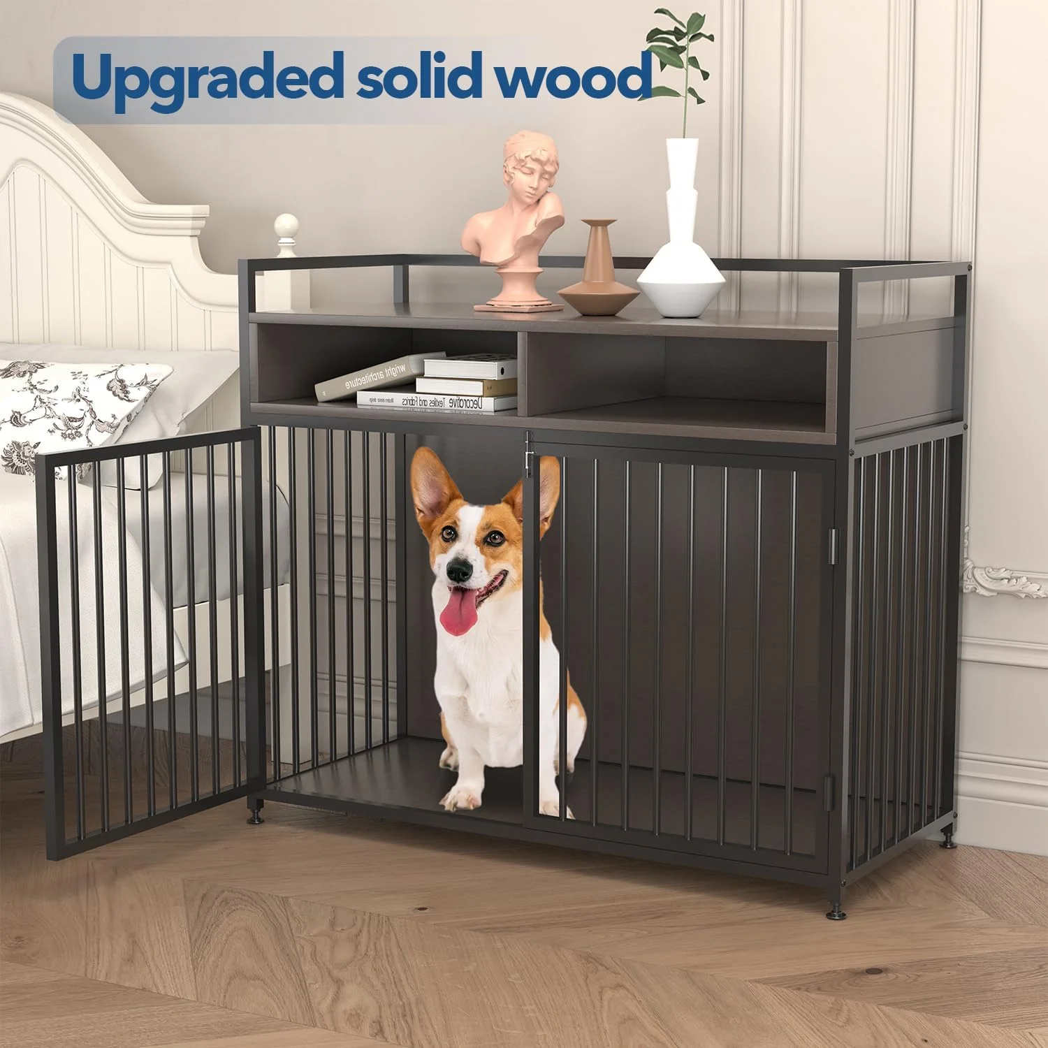 Aixvx Dog Crate Furniture for Large Dogs 41" Dog Kennel Indoor Heavy Duty Dog Kennel Furniture with Detachable Door and Anti-Chew Decorative End