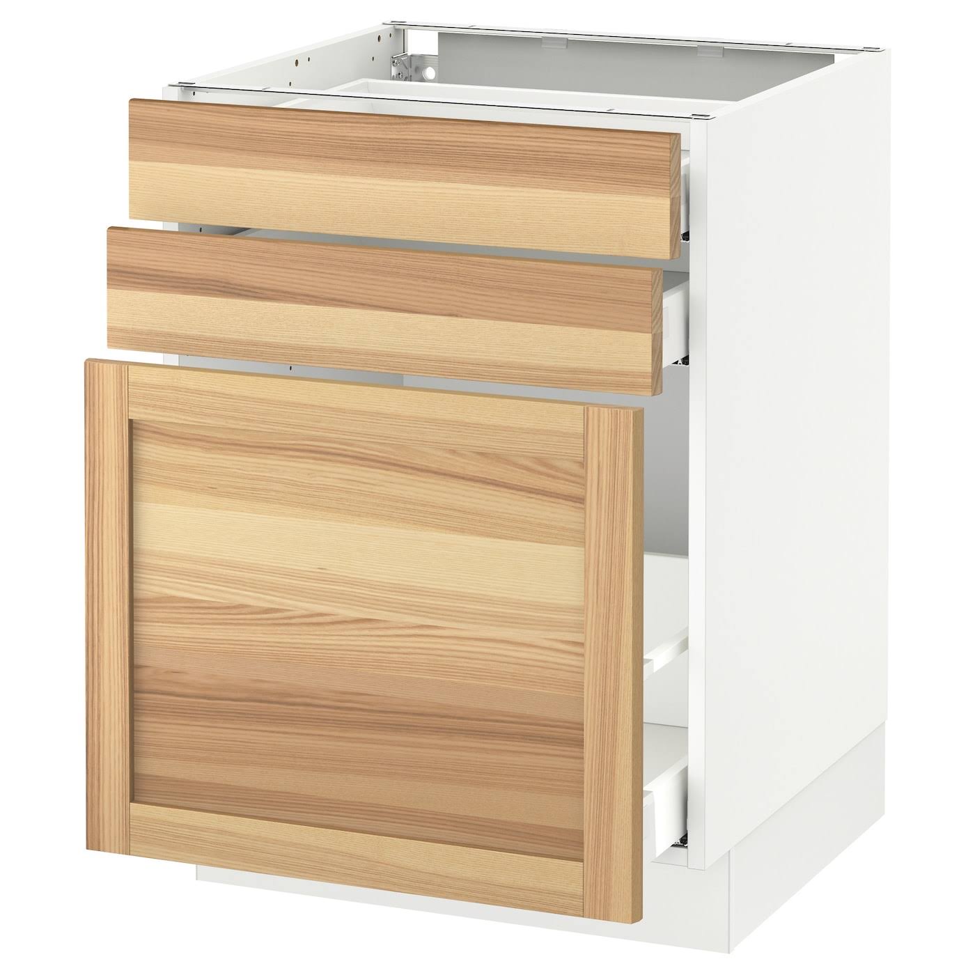 IKEA - SEKTION Base cabinet/p-out storage/2 Drawer, White Maximera/Torhamn Ash, 24x24x30 79140818