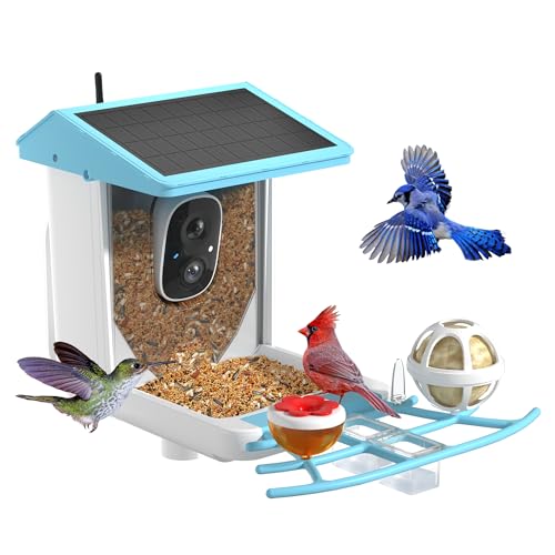 Bird Feeder with Camera, 1296P HD AI Identify Smart Bird Feeder Solar Powered, Auto Capture Bird Videos & Motion Detection