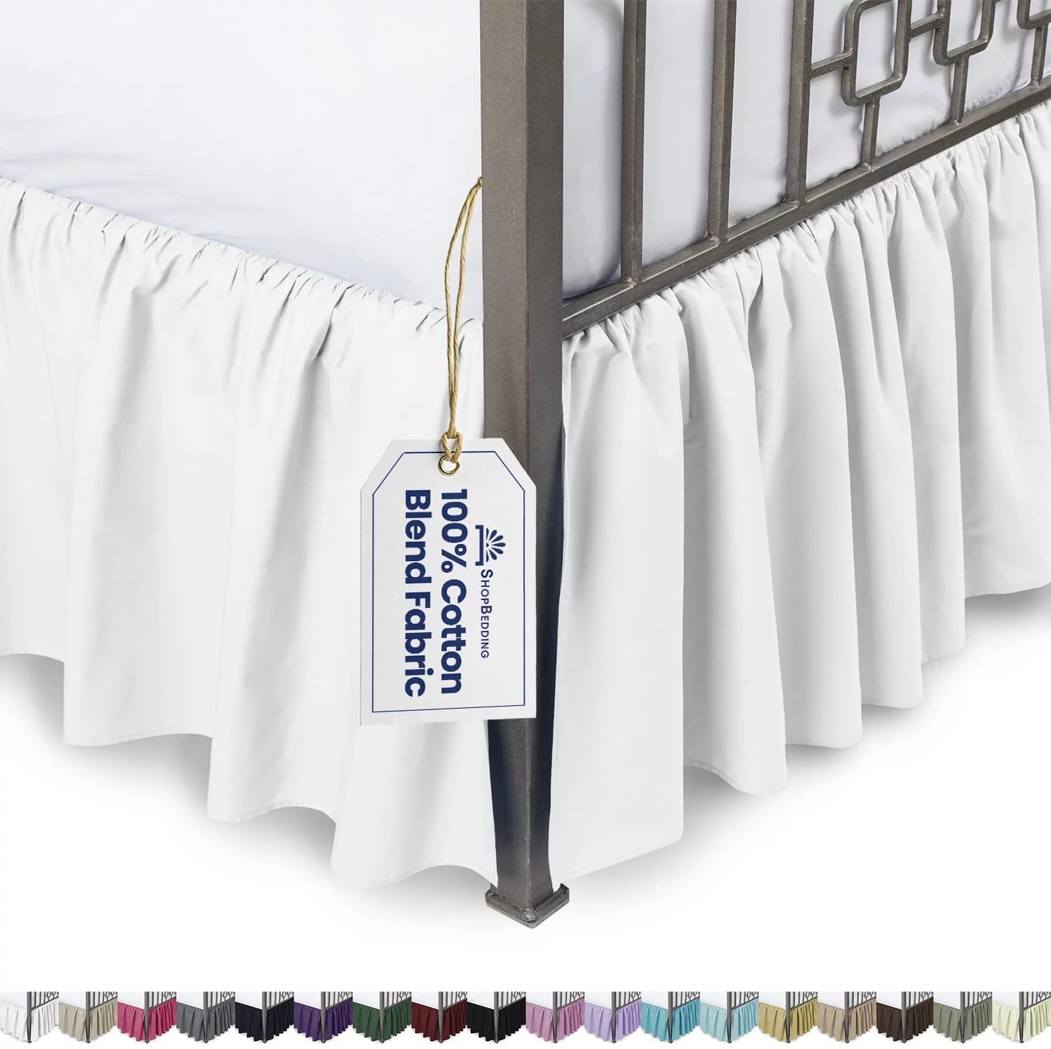 Ruffled Bed Skirt with Split Corners - Queen, White, 21" Drop Dust Ruffle- Blissford Dust Ruffle