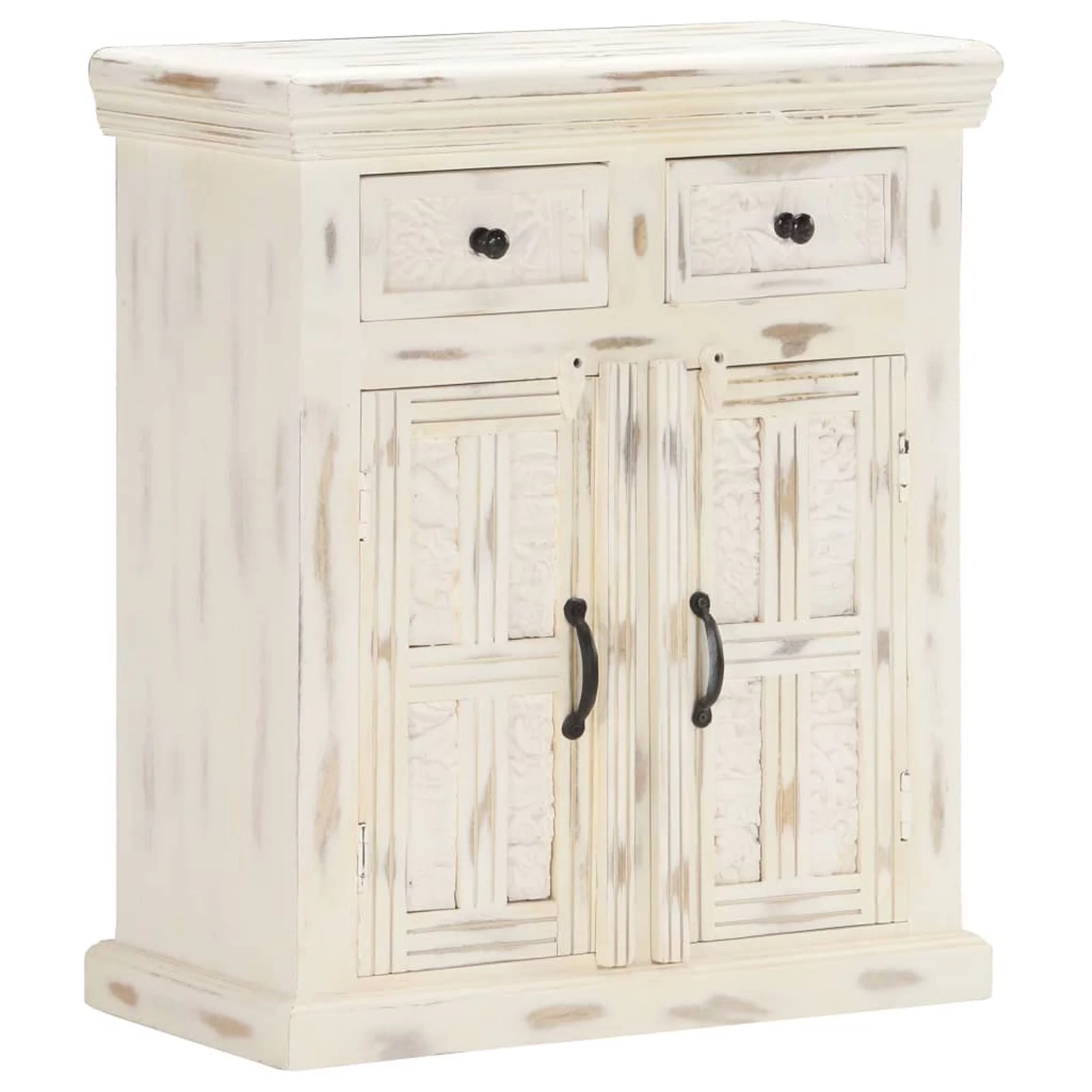 Dcenta Storage Cabinet with 2 Drawers and 2 Doors Mango Wood Sideboard for Living Room, Bathroom, Bedroom