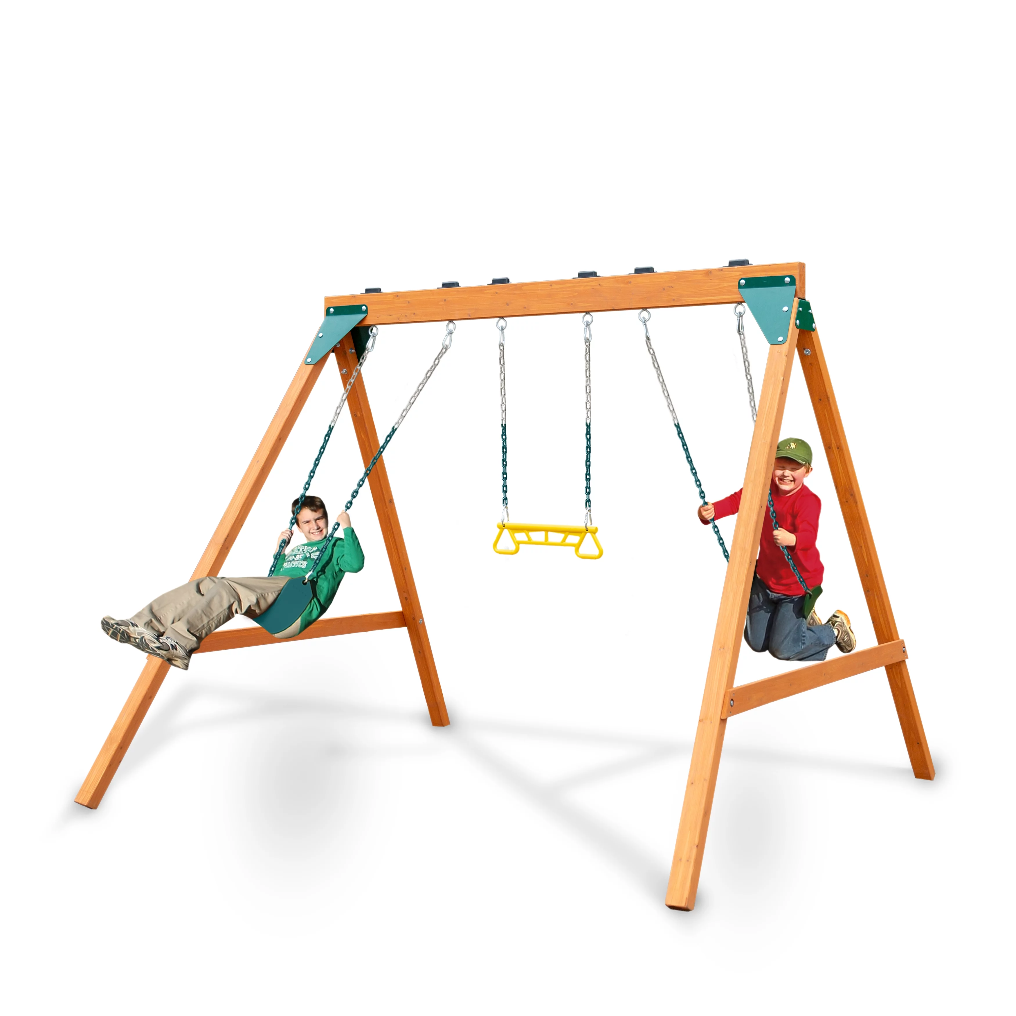 Gorilla Playsets 01-1104 Basic Wooden Swing Set with Two Swings and a Trapeze, Wood