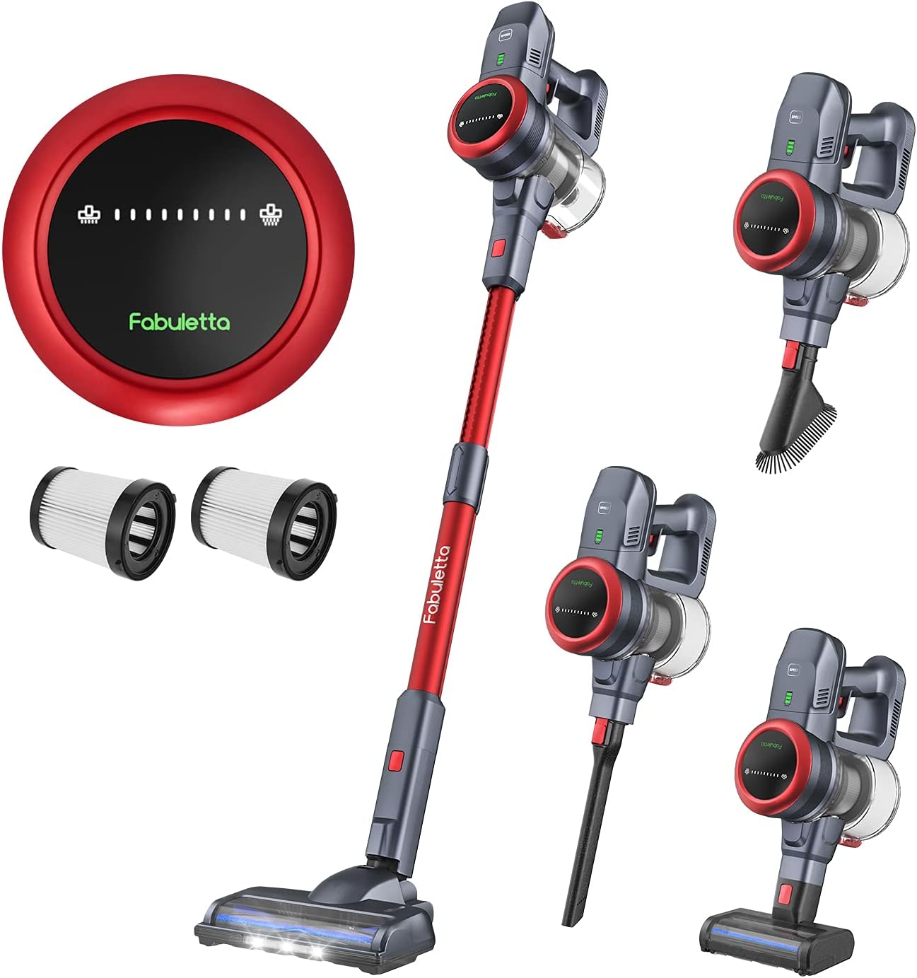 Fabuletta 10-in-1 Cordless Vacuum Cleaner - 24Kpa 250W Brushless Motor Stick Vacuum, Up to 45 Mins Max Runtime Detachable Battery, Led Display