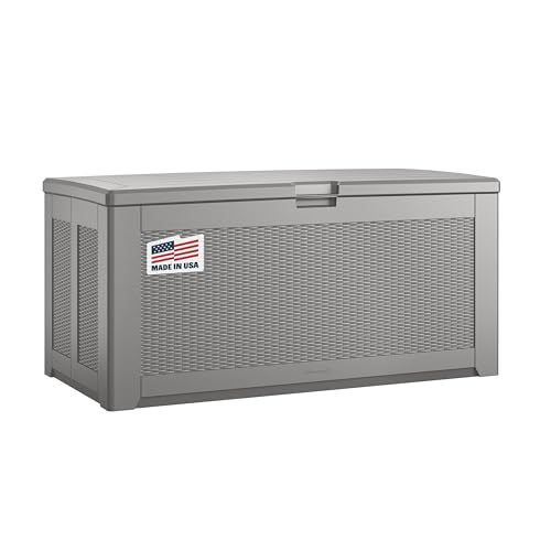 Rubbermaid Extra Large Resin Outdoor Storage Deck Box (134 Gal), Weather Resistant, Gray