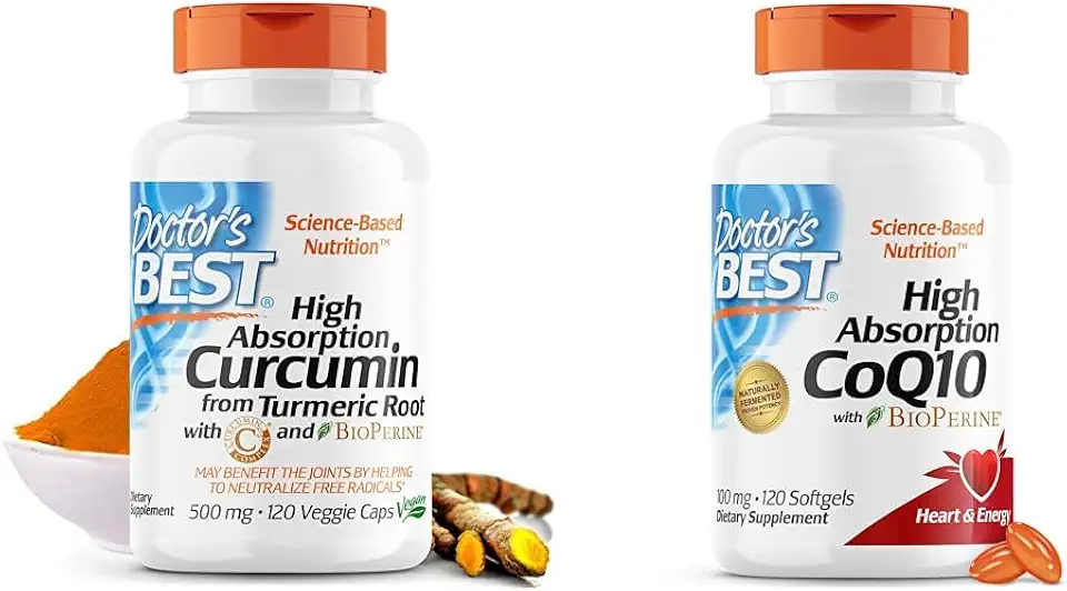Doctor's BEST DRB-00107 High Absorption Curcumin from Turmeric Root with C3 Complex & BioPerine 500mg & High Absorption CoQ10 with BioPerine