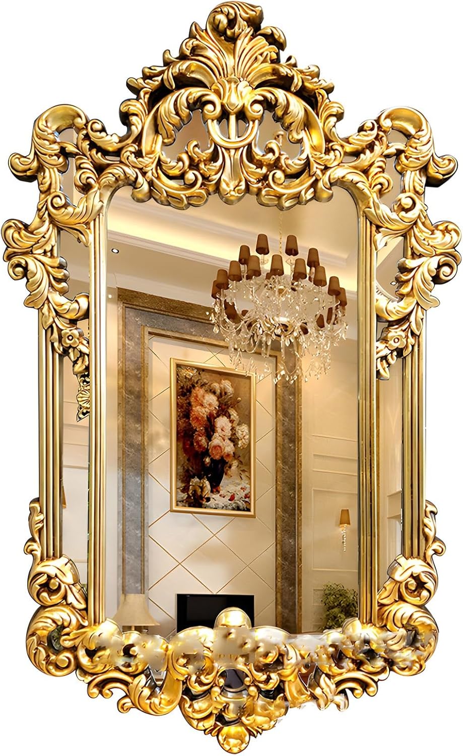 SOYDAN Antique Ornate Gold Wall Mirror with Resin Frame, Decorative Traditional Mirror Elegant Inspired Wall Decor for Living Room,Bedroom,Entryway