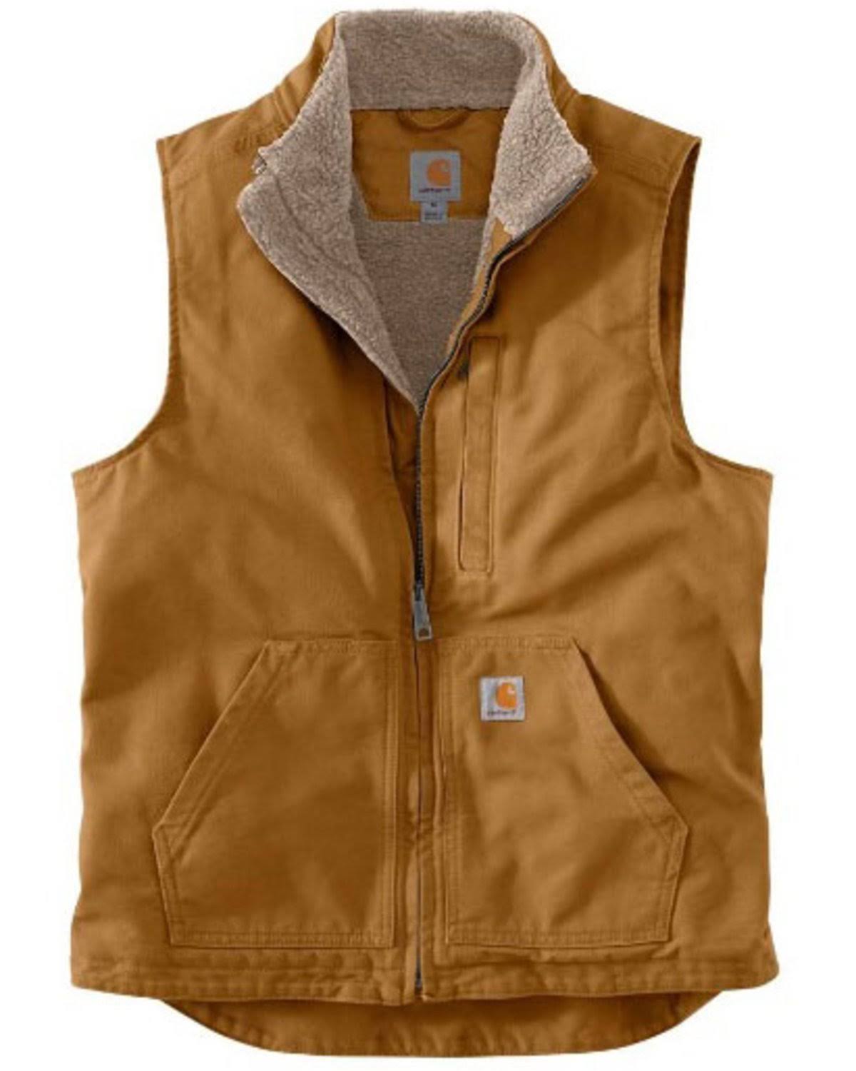 Carhartt Washed Duck Sherpa Lined Mock Vest (Formerly V33) Medium / Carhartt Brown