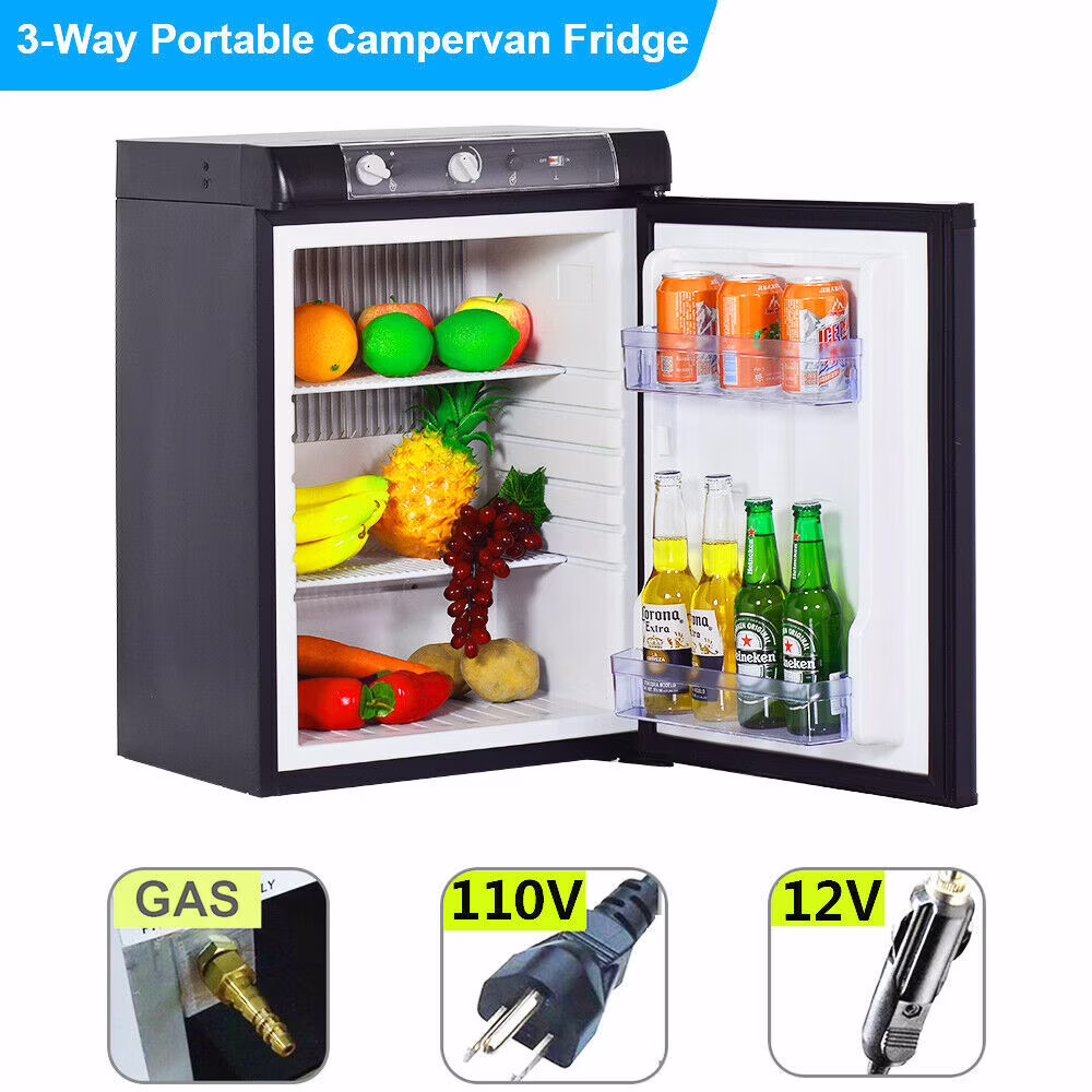 Techomey  Fridge 2.1 Cu Ft AC/DC/LPG Refrigerator Propane Gas RV Compact Camper Mini Fridge