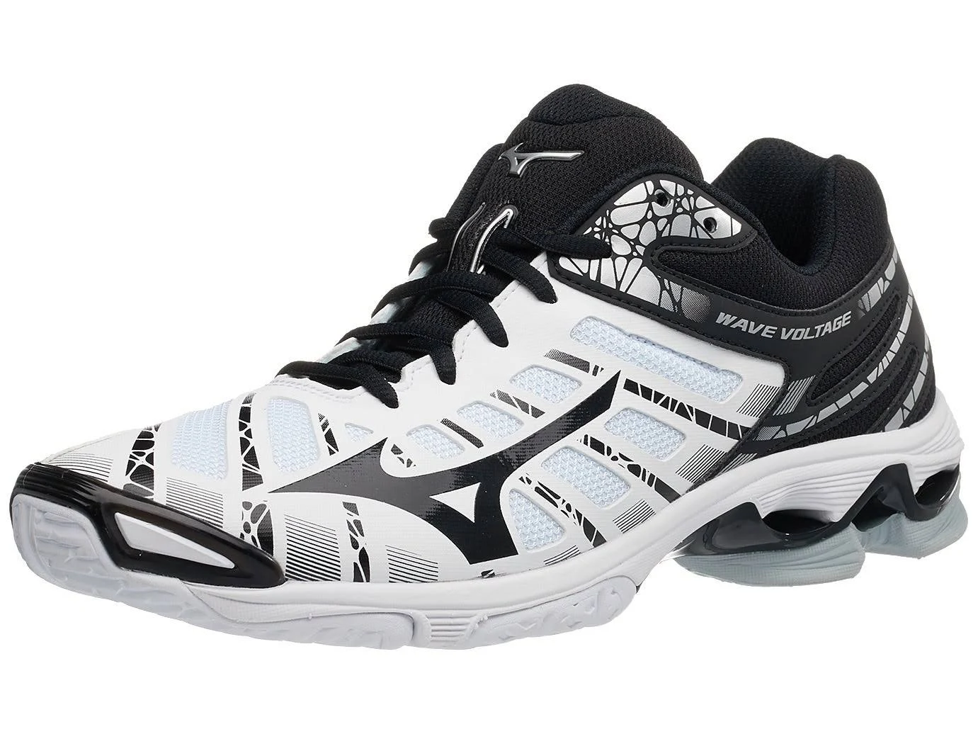 Mizuno - Men&s Wave Voltage Volleyball Shoe, White-Black, Size 11 - Megean