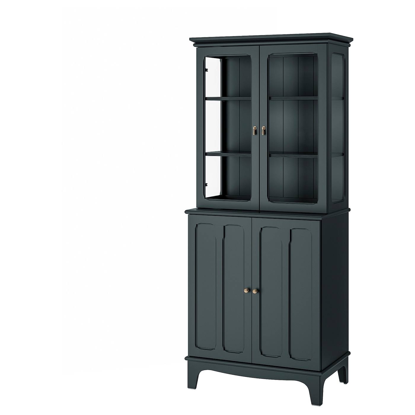 IKEA - LOMMARP Cabinet with Glass Doors, Dark Blue-Green, 33 7/8x78 3/8