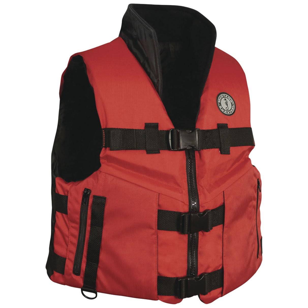 Mustang Accel 100 Fishing Vest, Red/Black, L - Megean