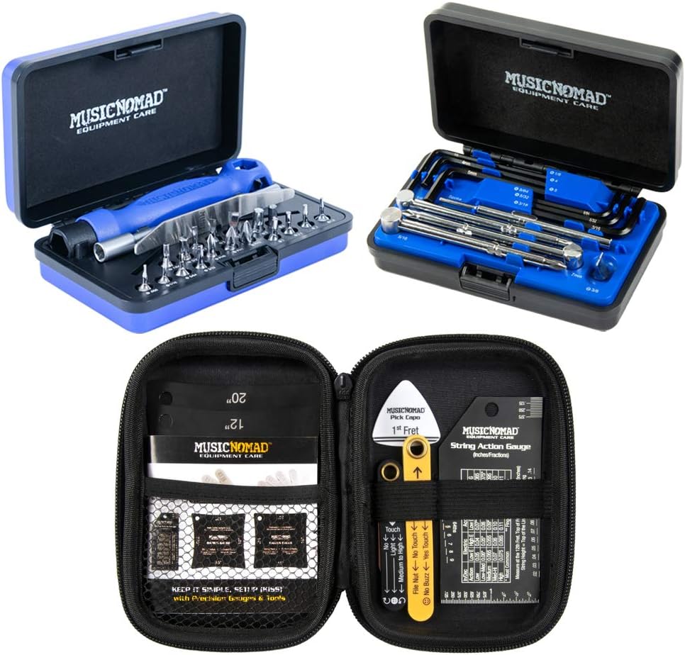 MusicNomad KEEP IT SIMPLE, SETUP (KISS)™ Starter Kit Bundle MN609-6 pc. Gauge Set, 26 pc. Guitar Tech Tool Set, 11 pc. Truss Rod Wrench Set