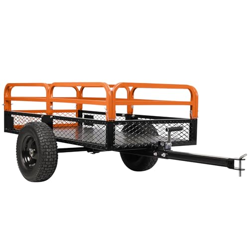 Garden Dump Carts, Heavy Duty Yard Cart, Large 1500-Pound Capacity, Steel Yard Trailer, Utility Trailer, Hand Pull or Foot Pedal Dump Cart for ATV