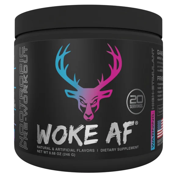 Bucked Up Woke AF Pre-Workout Powder, Increased Energy, Miami, 333mg Caffeine, 20 Servings - Kansas Nuitrition - HNZSDS