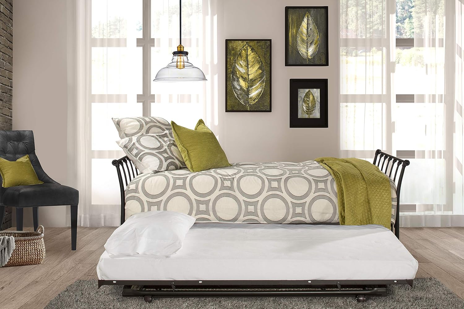 Hillsdale Furniture Midland Backless Daybed with Trundle Twin Black Sparkle