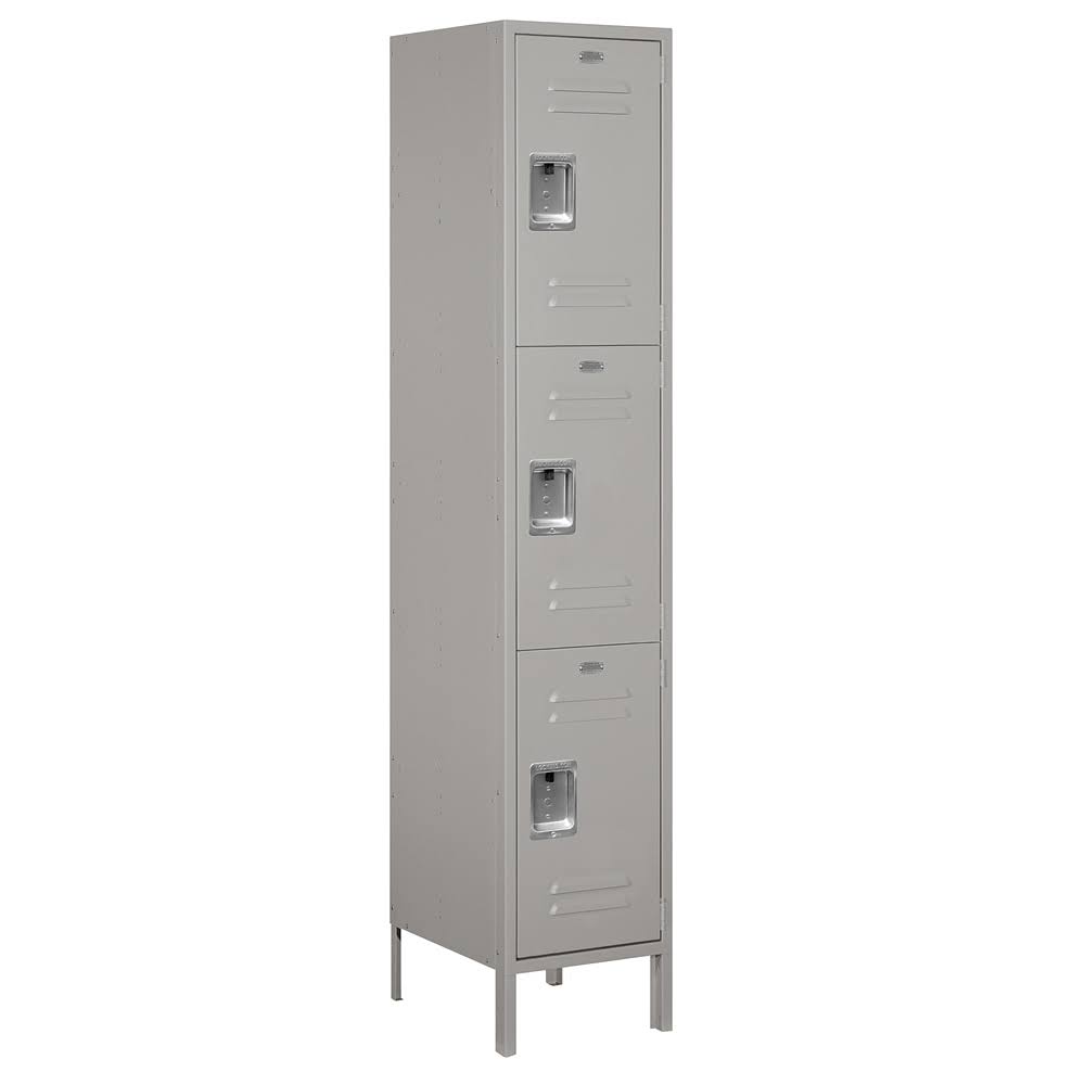 Salsbury Industries 18-53168gy-a 18x22 Wide Triple Tier Standard Metal Locker - 1 Wide - 6 Feet High - 18 Inches Deep - Gray - A