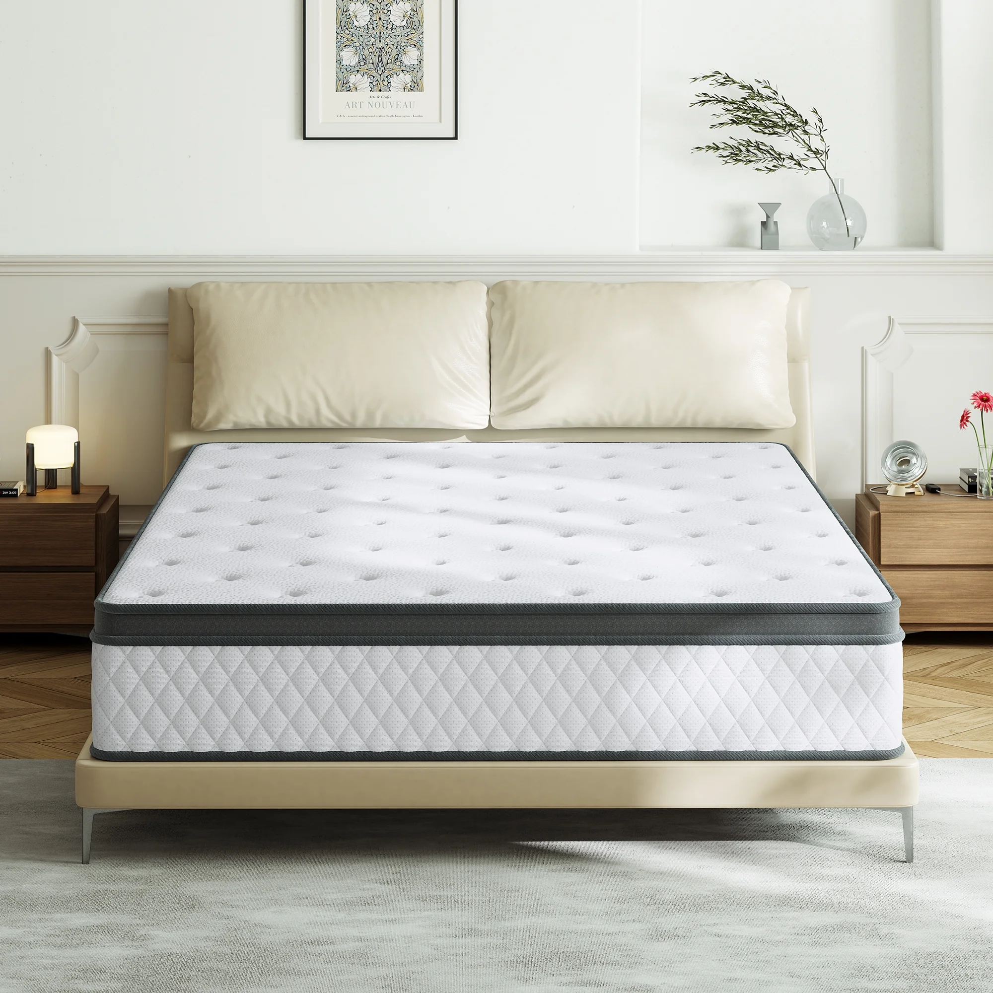 TXO 12 Inch Memory Foam and Innerspring Hybrid Mattress �C Queen Mattress �C Bed in a Box �C Medium Firm Mattress