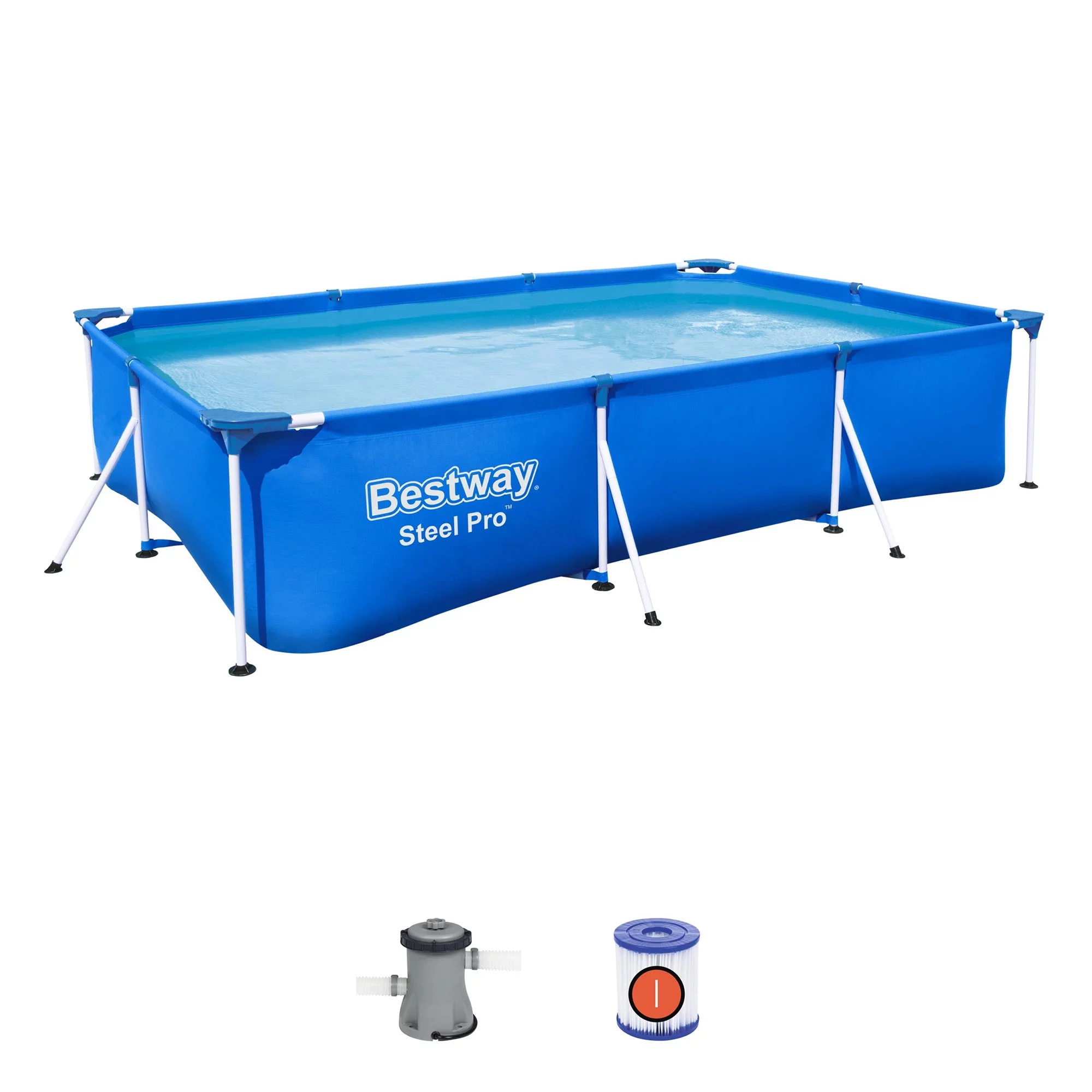 Bestway Steel Pro 9.8'x6.6'x26 Rectangular Above Ground Swimming Pool Set