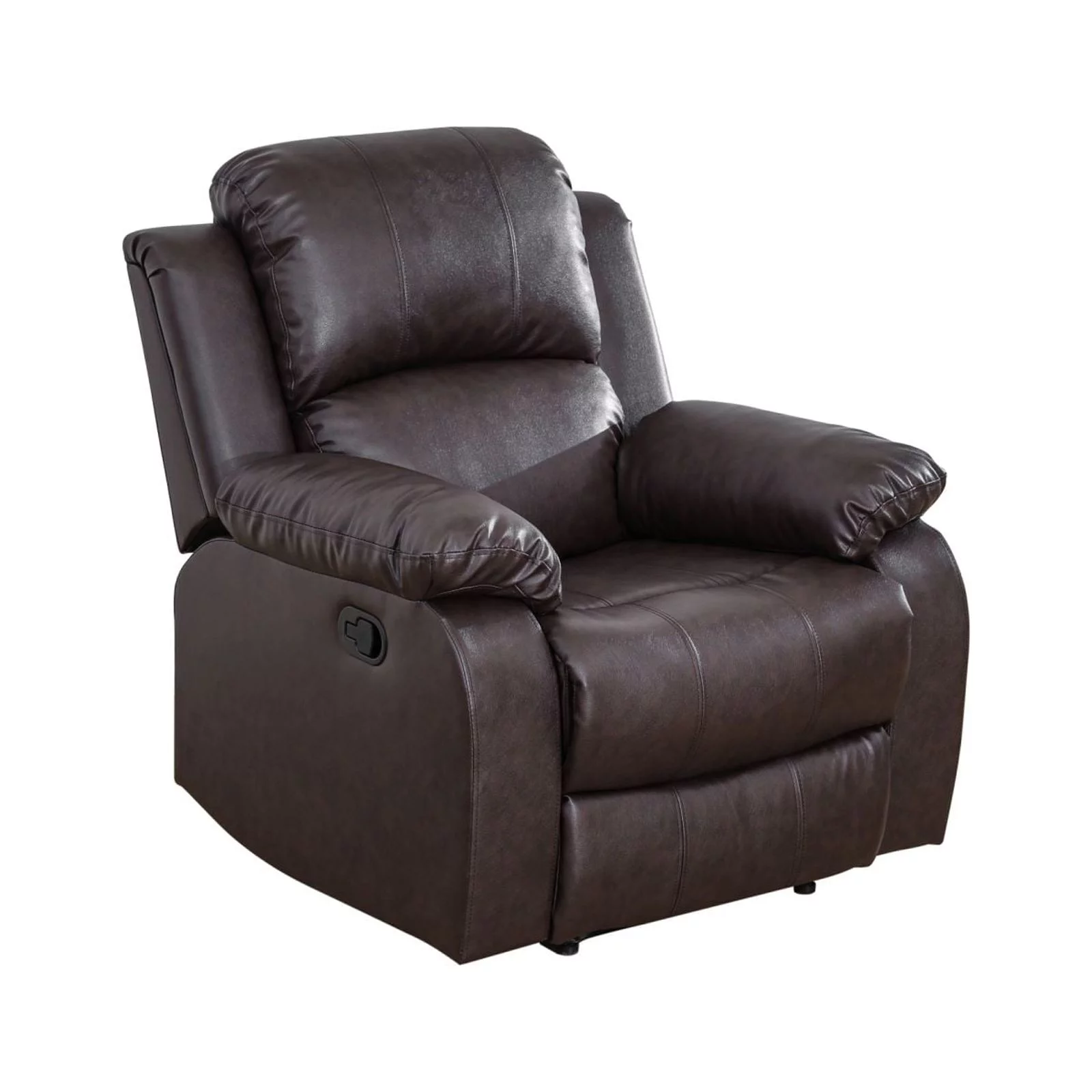 Caberryne Leather Recliner Chair with Adjustable Backrest for Small Space/Rv, Wall Hugger/Home Theater（Brown）