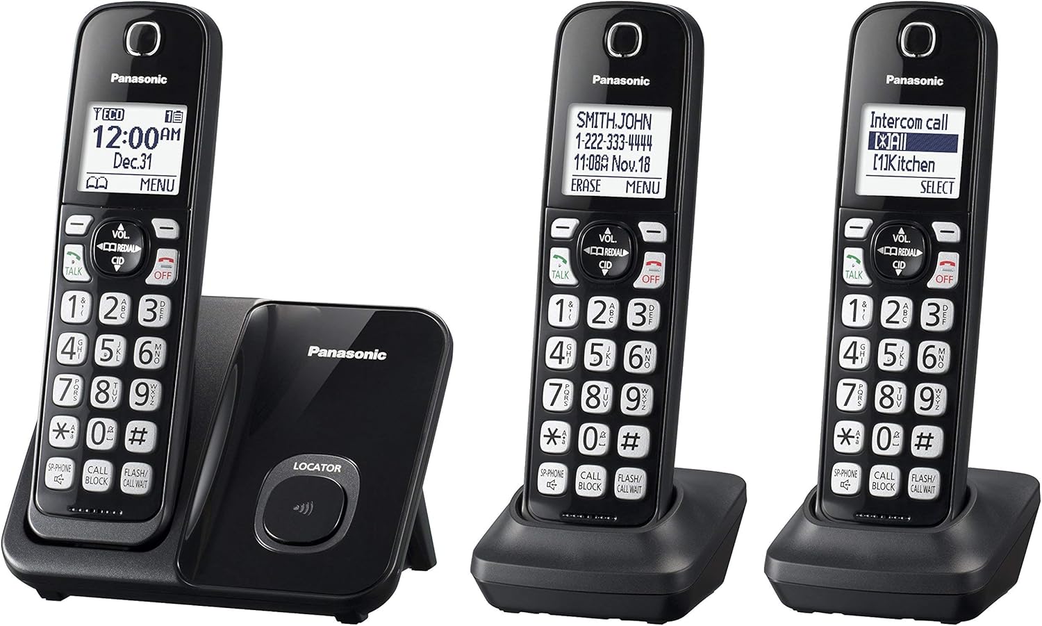Panasonic KX-TGD513B Expandable Cordless Phone with Call Block - 3 Handsets (Renewed)
