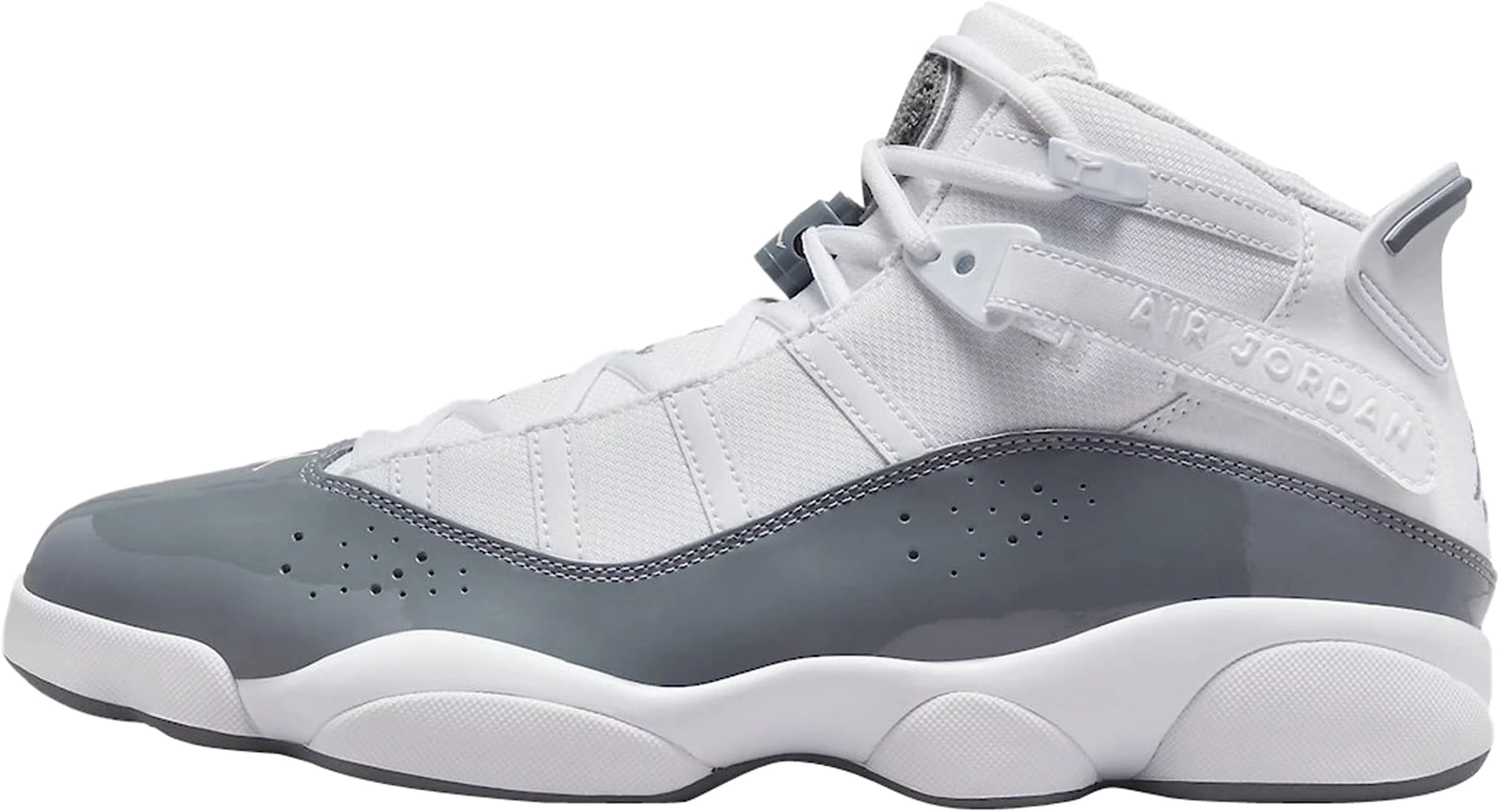 Air Jordan 6 Rings 322992-121 Men's White Gray Leather Basketball Shoes FL2071 (9.5)