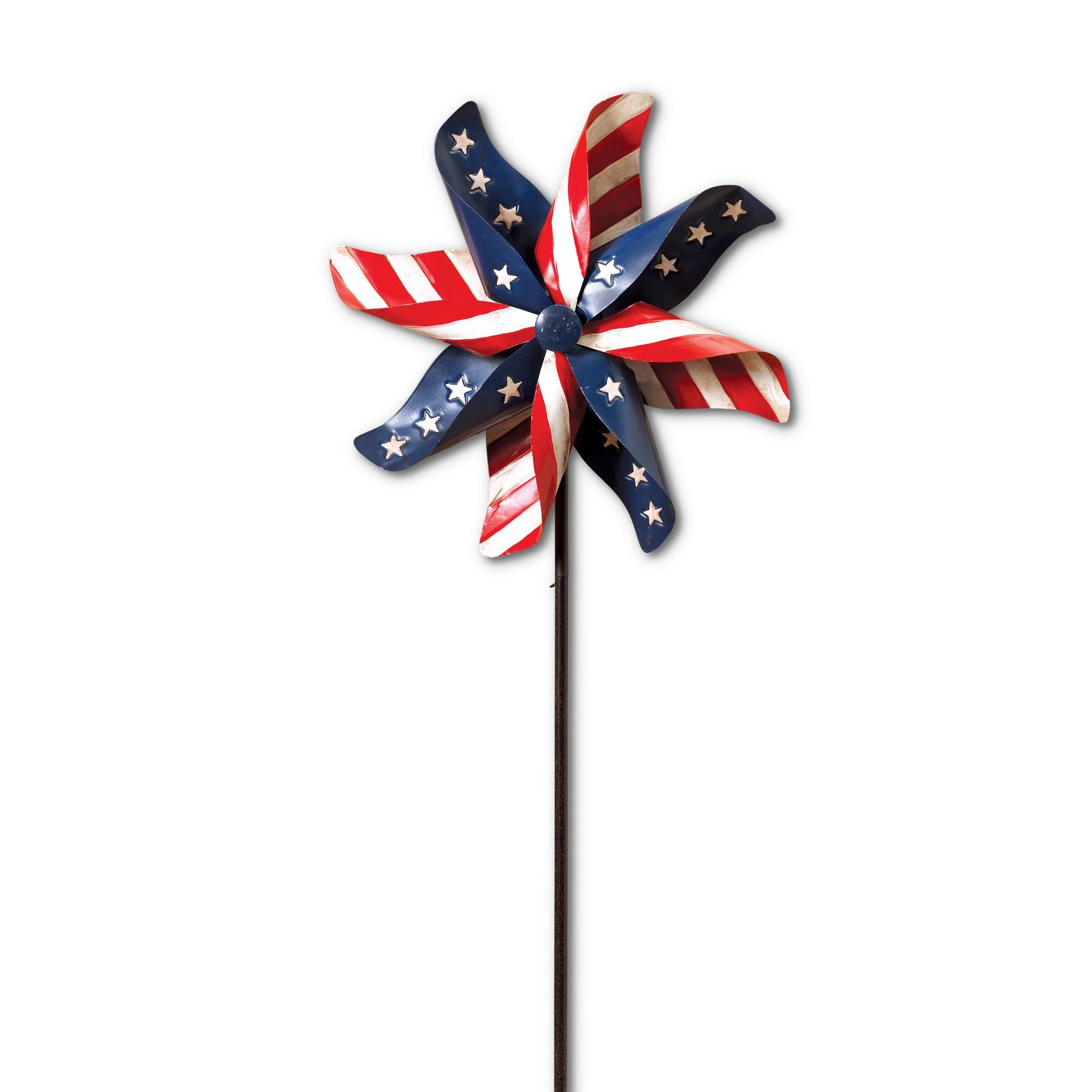 Gerson 63x22 Metal Americana Pinwheel Wind Spinner