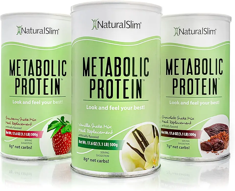 NaturalSlim Variety Treats – All Flavors of Metabolic Whey Protein Powder (Chocolate, Vanilla & Strawberry) - Low Carb Meal Replacement, Smoothie Mix