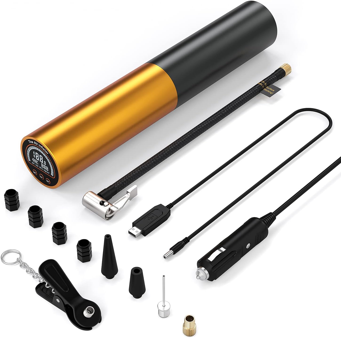 AUTDER Bike Tire Pump - 3000mAh Portable Air Pump with Digital Pressure Gauge and Auto-Off Function, 140PSI Wireless Rechargeable Air Compressor